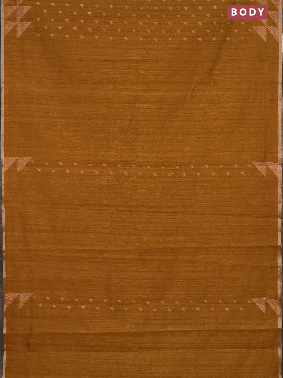 Banarasi semi matka saree dark mustard with allover zari woven geometric buttas and woven border - Image 2