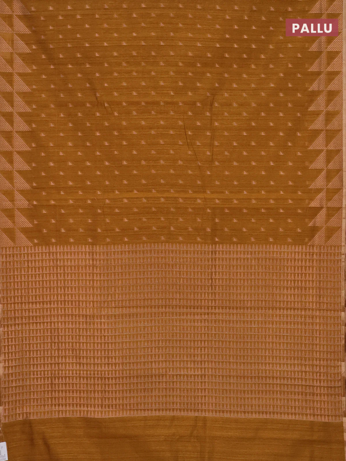 Banarasi semi matka saree dark mustard with allover zari woven geometric buttas and woven border - Image 3