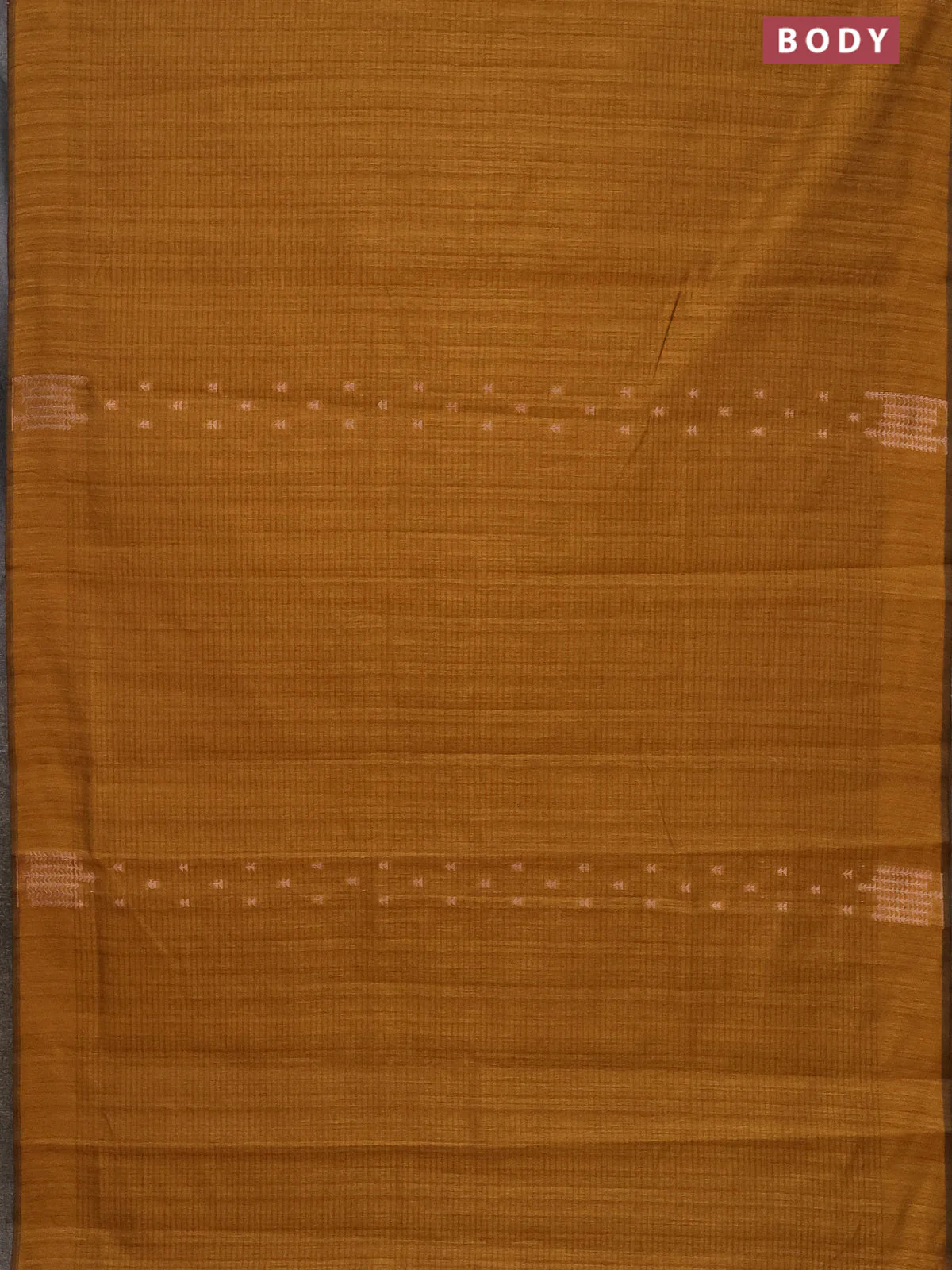 Banarasi semi matka saree dark mustard with allover zari woven geometric buttas and zari woven border - Image 2