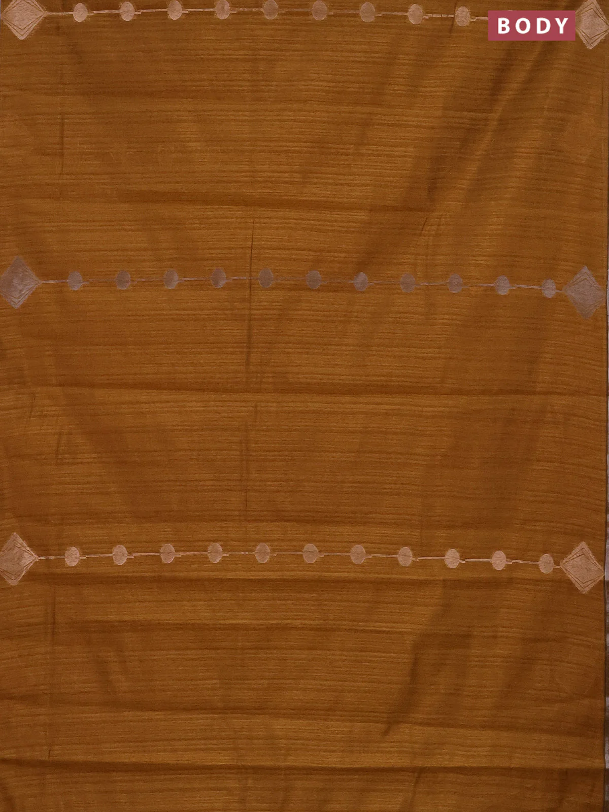 Banarasi semi matka saree dark mustard with silver & gold geometric weaves and zari woven piping border - Image 2