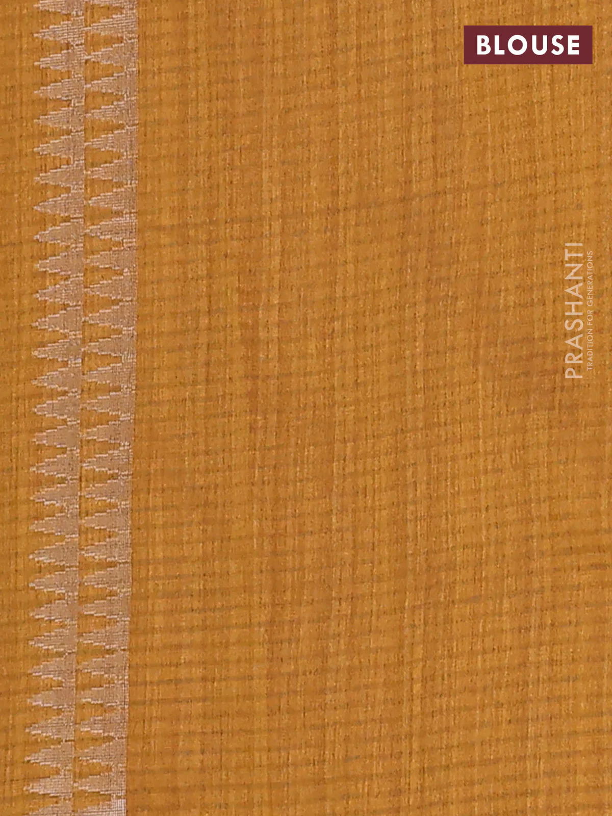 Banarasi semi matka saree dark mustard with silver & gold zari woven buttas and zari woven piping border - Image 4