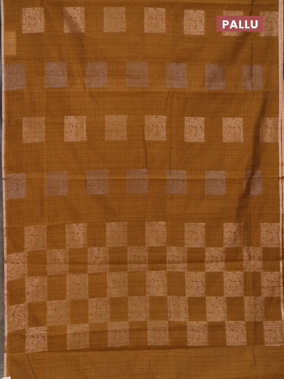 Banarasi semi matka saree dark mustard with silver & gold zari woven buttas and zari woven piping border - Image 3