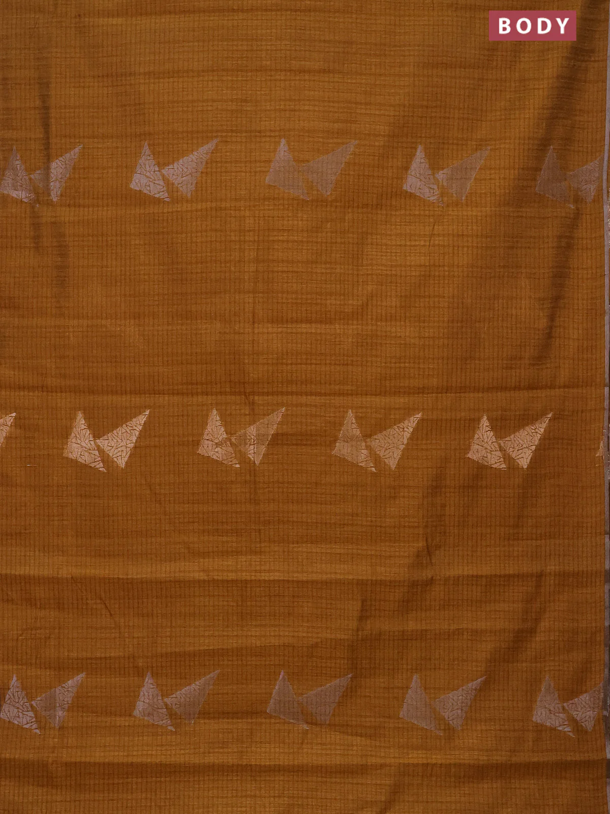 Banarasi semi matka saree dark mustard with silver & gold zari woven buttas and zari woven piping border - Image 2