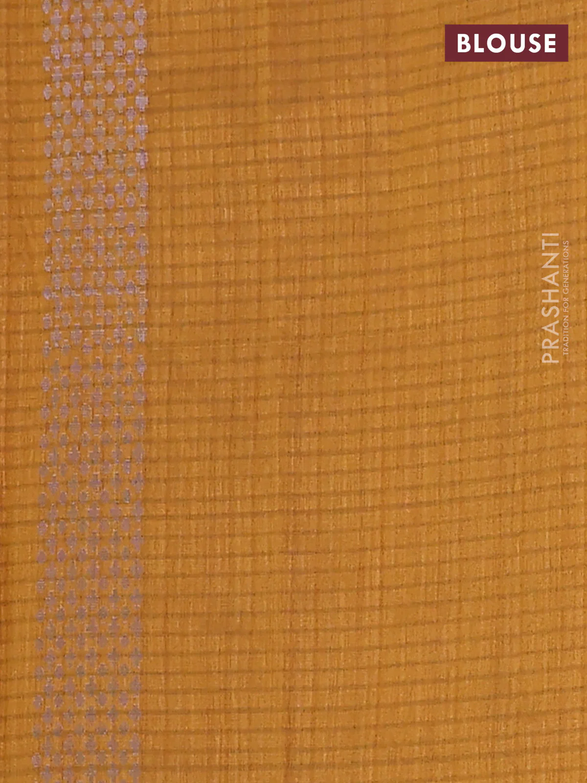 Banarasi semi matka saree dark mustard with silver & gold zari woven buttas and zari woven piping border - Image 4