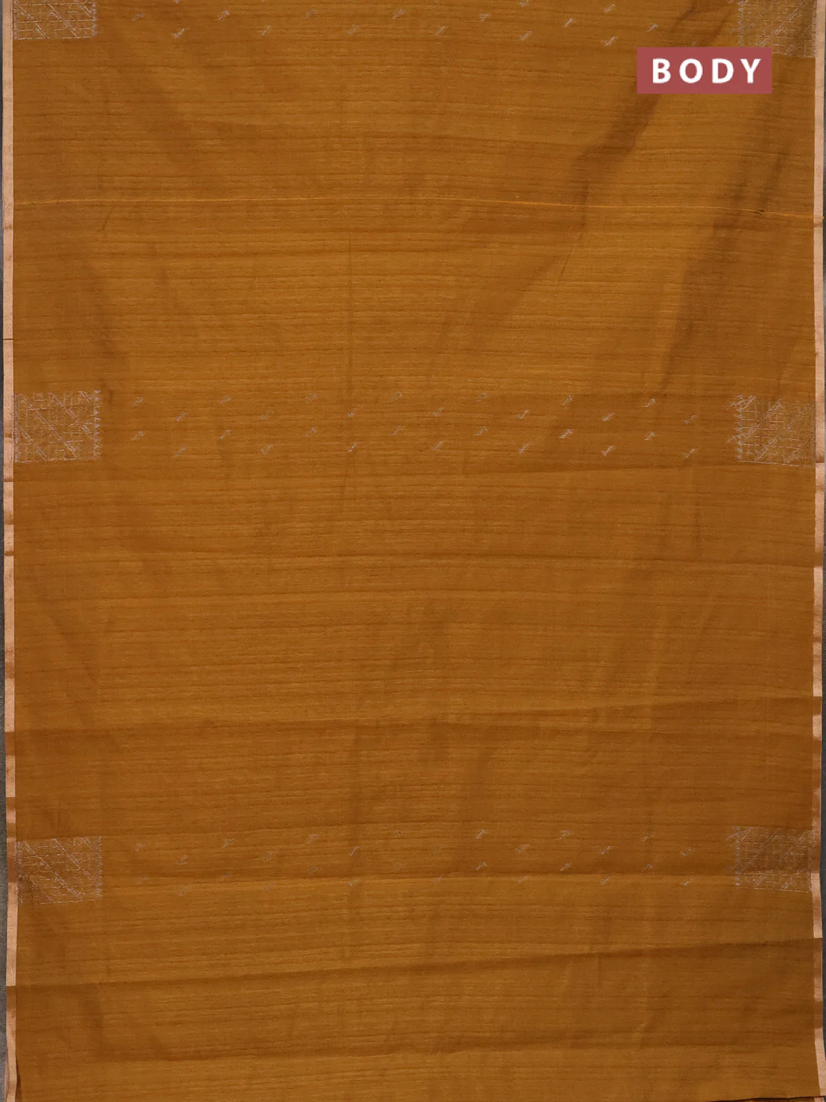 Banarasi semi matka saree dark mustard with thread & silver zari woven buttas and woven border - Image 2