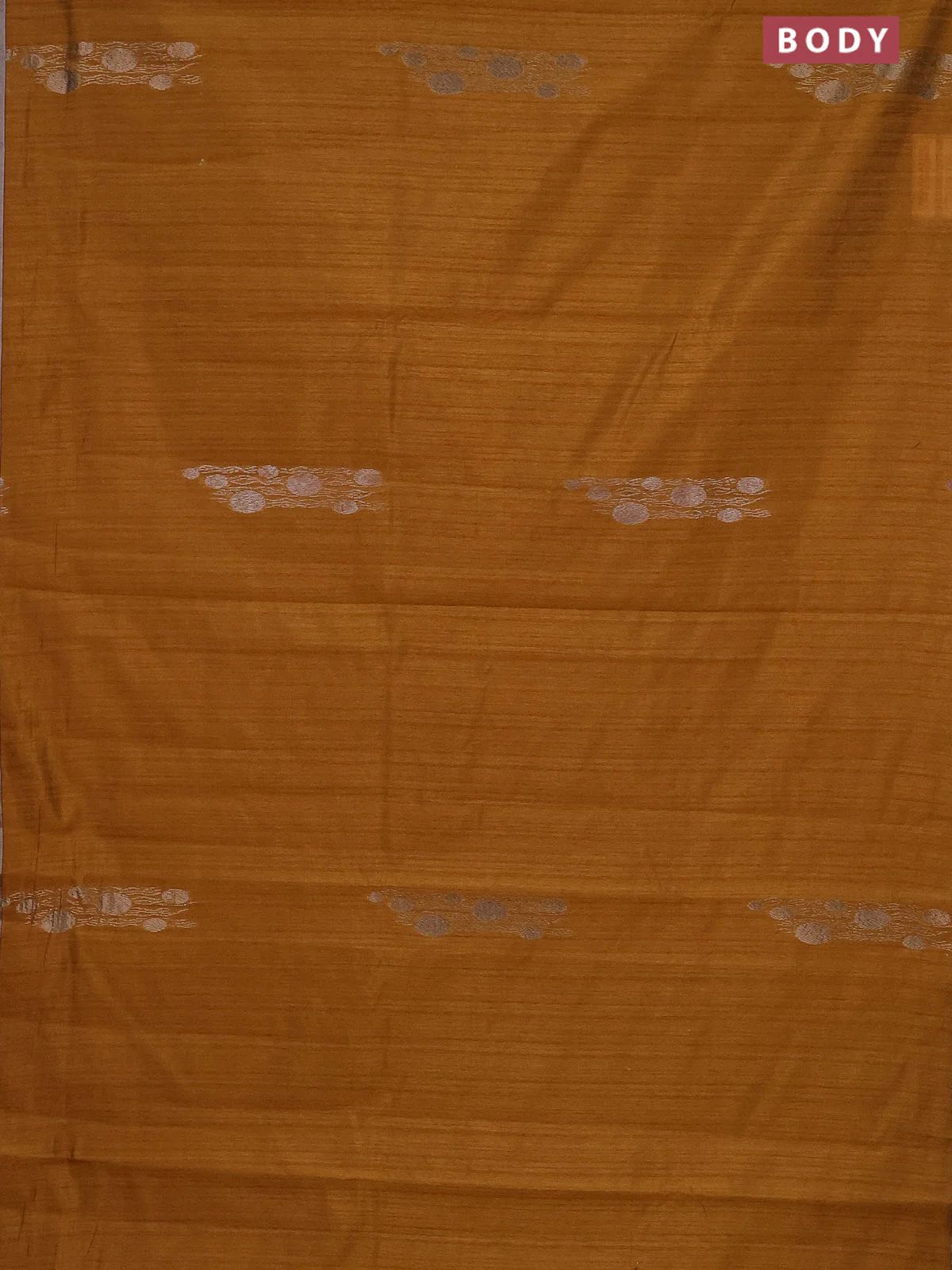 Banarasi semi matka saree dark mustard with thread & silver zari woven buttas and zari woven piping border - Image 2