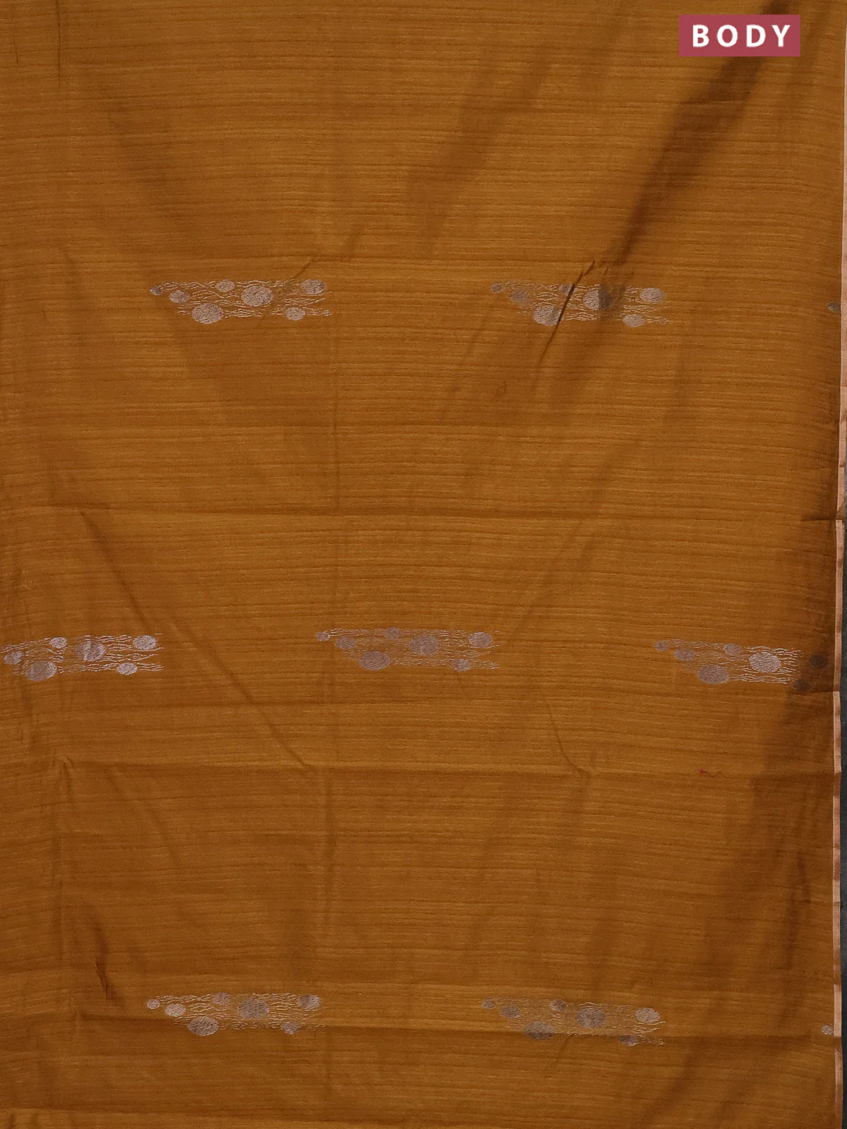 Banarasi semi matka saree dark mustard with thread & silver zari woven buttas and zari woven piping border - Image 2