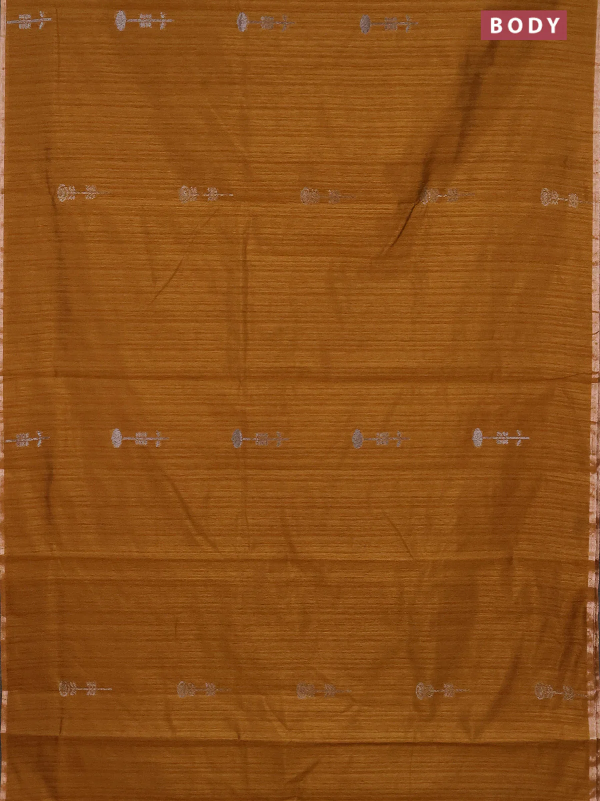 Banarasi semi matka saree dark mustard with woven buttas and zari woven piping border - Image 2