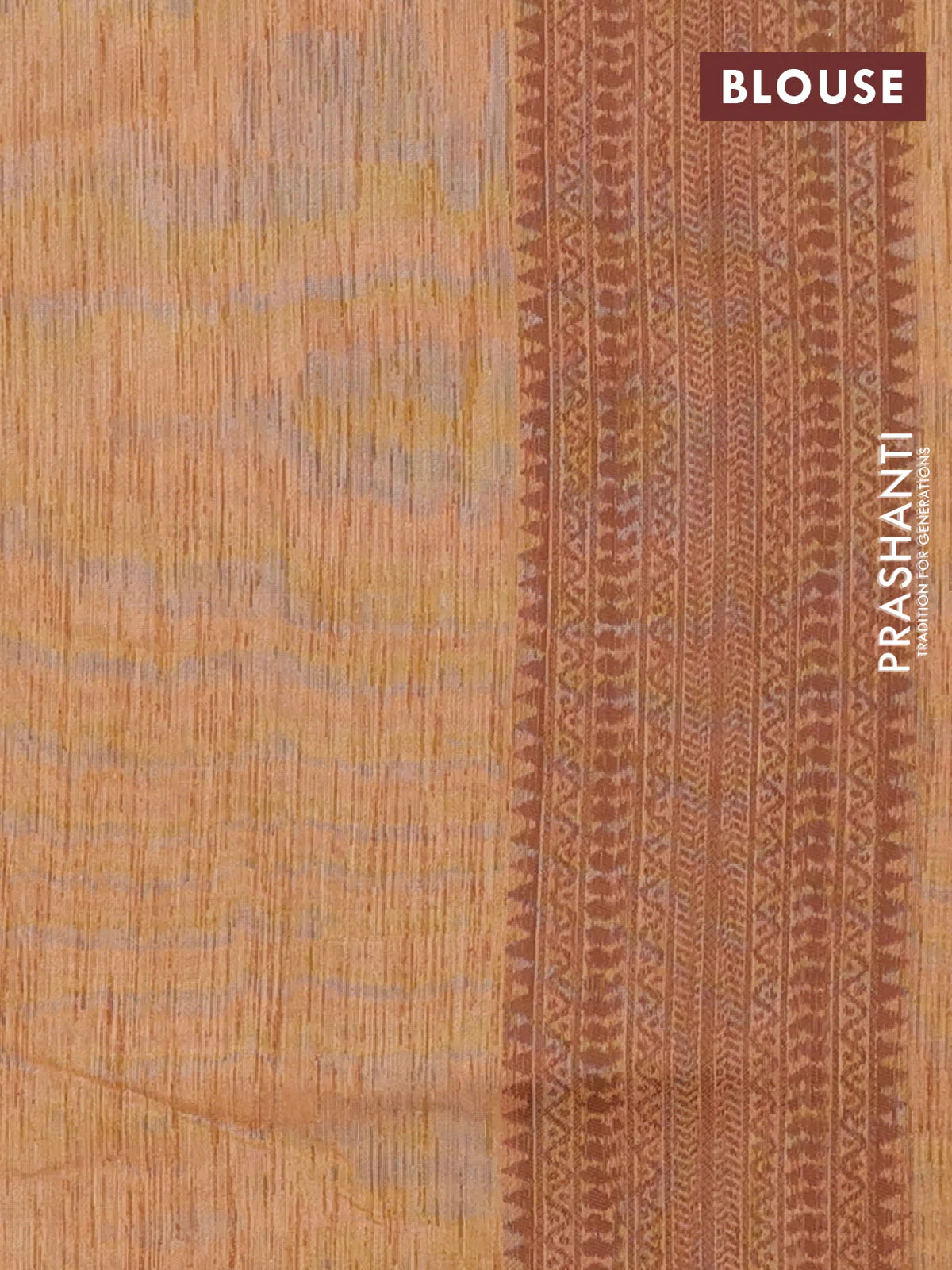 Banarasi semi matka saree dark sandal with allover thread weaves in borderless style - Image 4