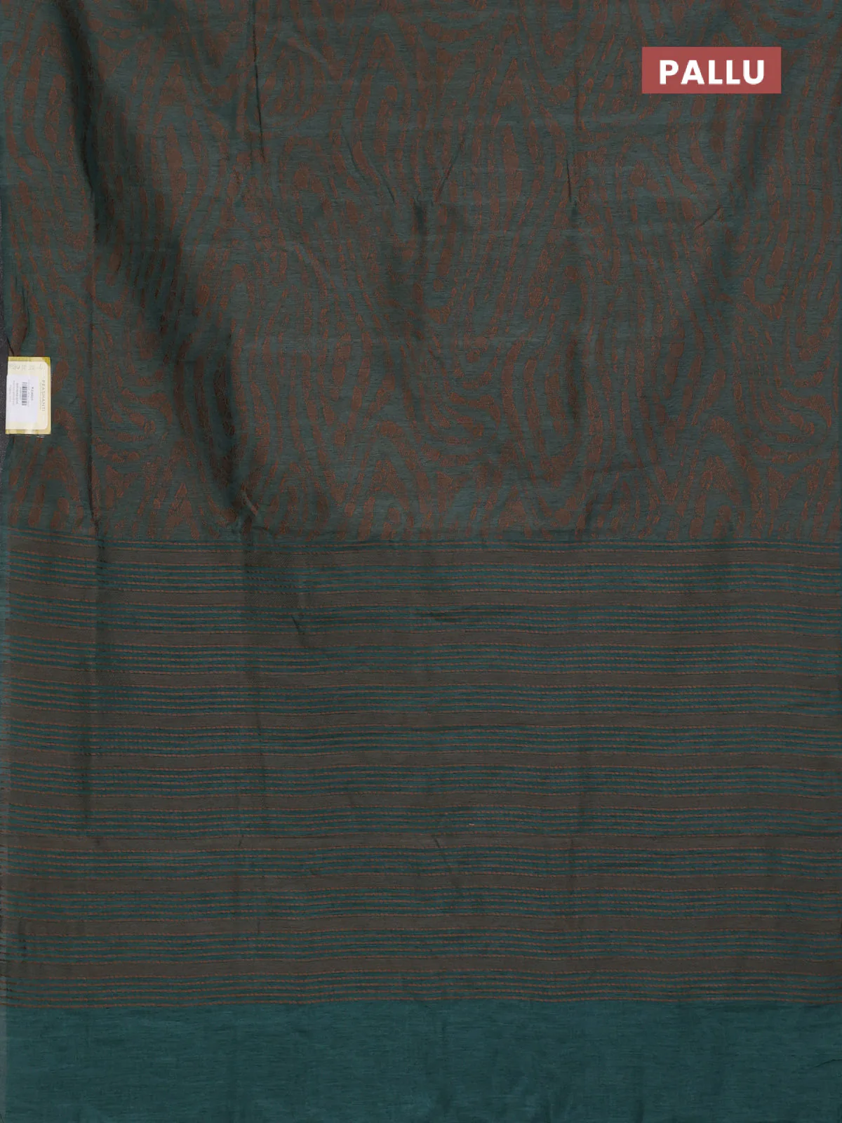 Banarasi semi matka saree green shade with allover thread weaves in borderless style - Image 3