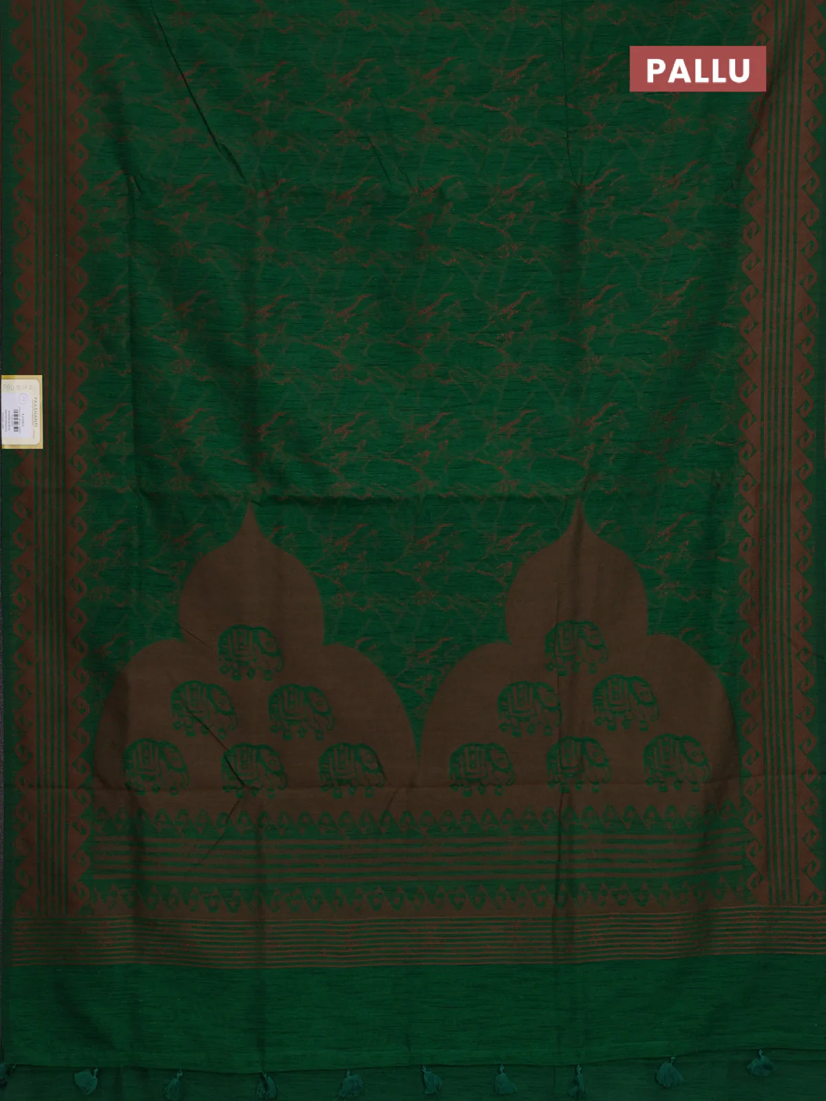 Banarasi semi matka saree green with allover thread weaves and thread woven border - Image 3