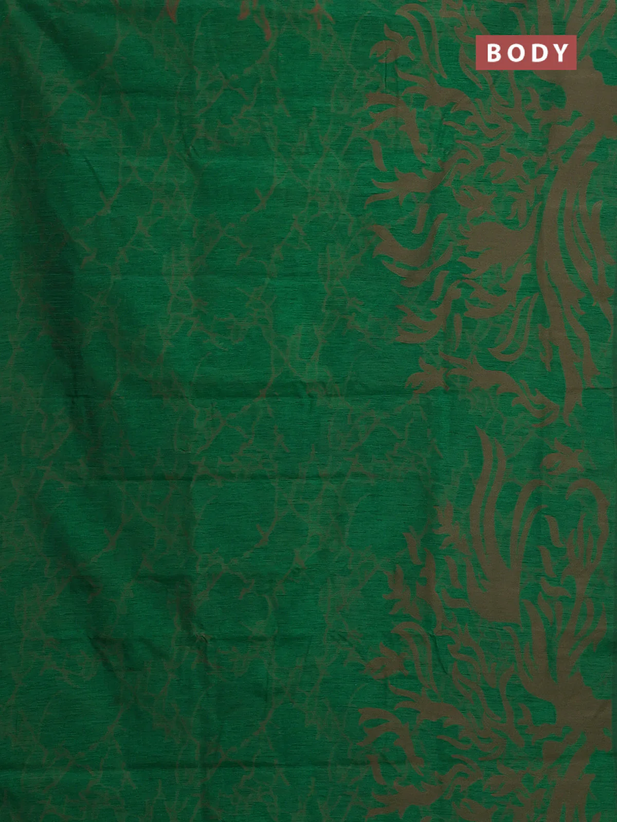 Banarasi semi matka saree green with allover thread weaves in borderless style - Image 2