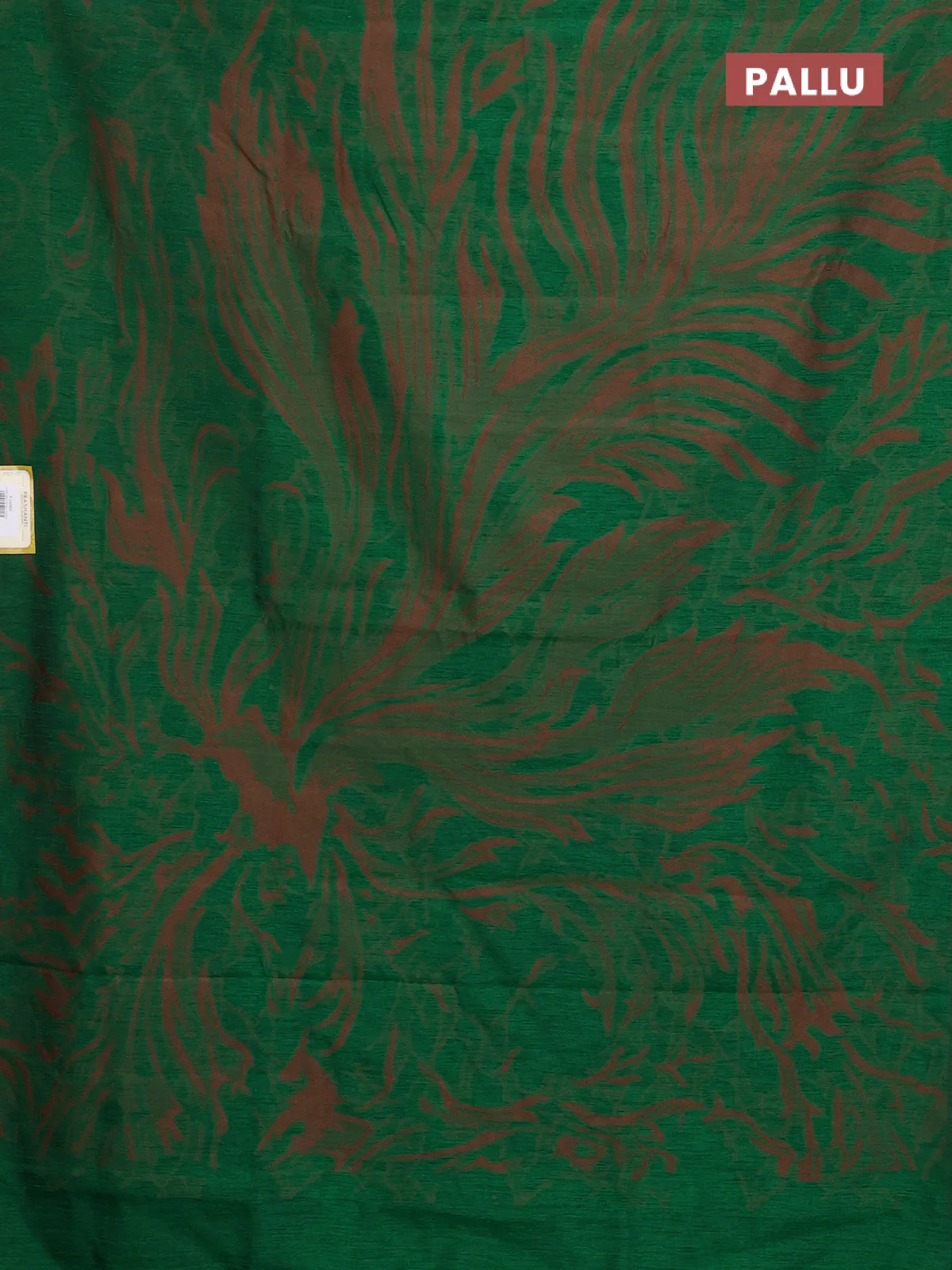 Banarasi semi matka saree green with allover thread weaves in borderless style - Image 3