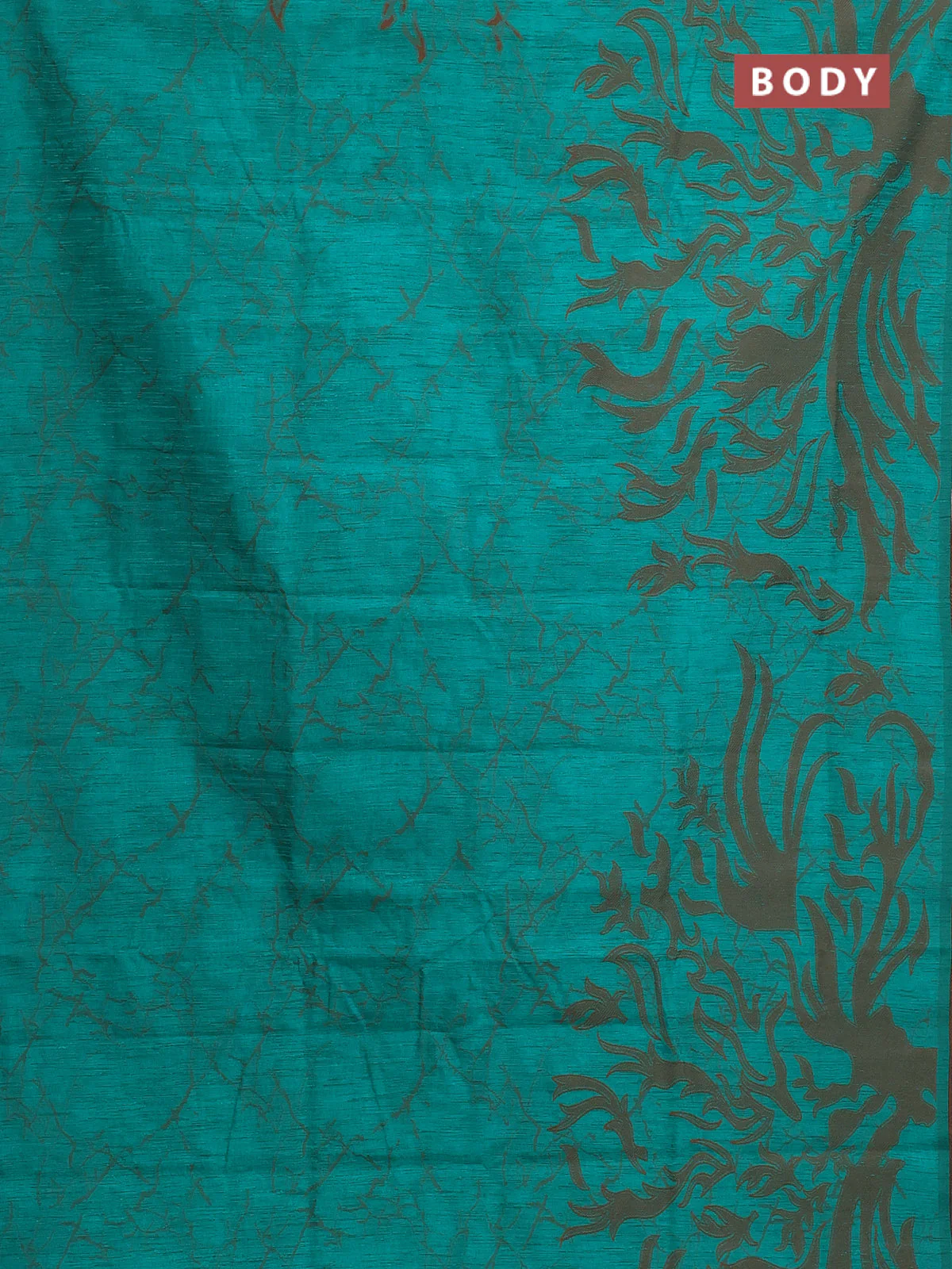 Banarasi semi matka saree green with allover thread weaves in borderless style - Image 2