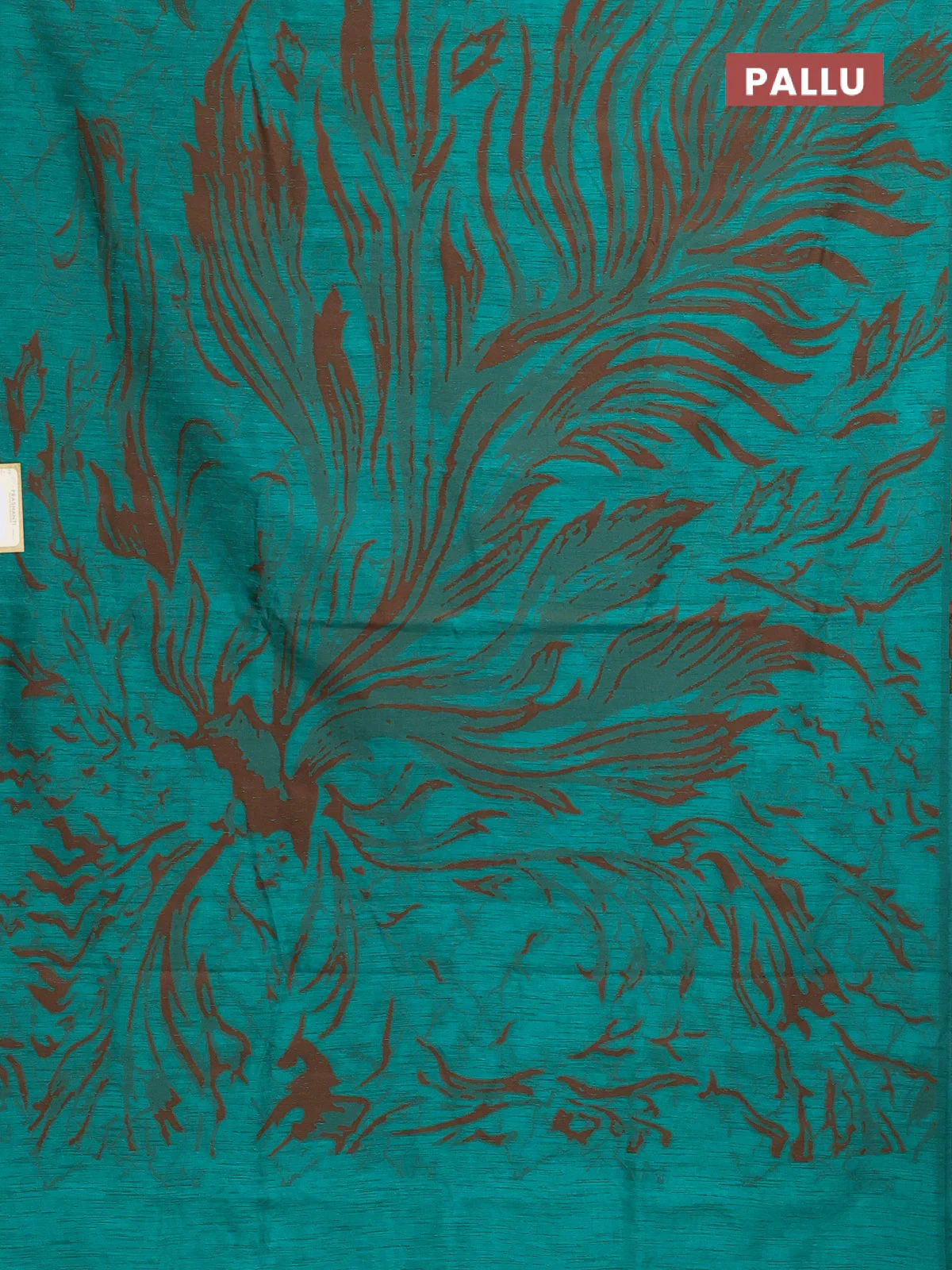 Banarasi semi matka saree green with allover thread weaves in borderless style - Image 3
