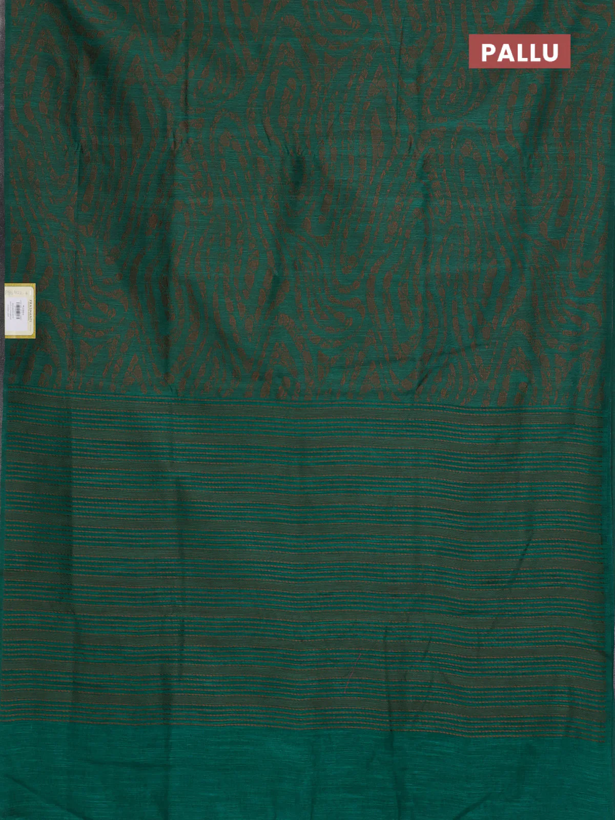 Banarasi semi matka saree green with allover thread weaves in borderless style - Image 3