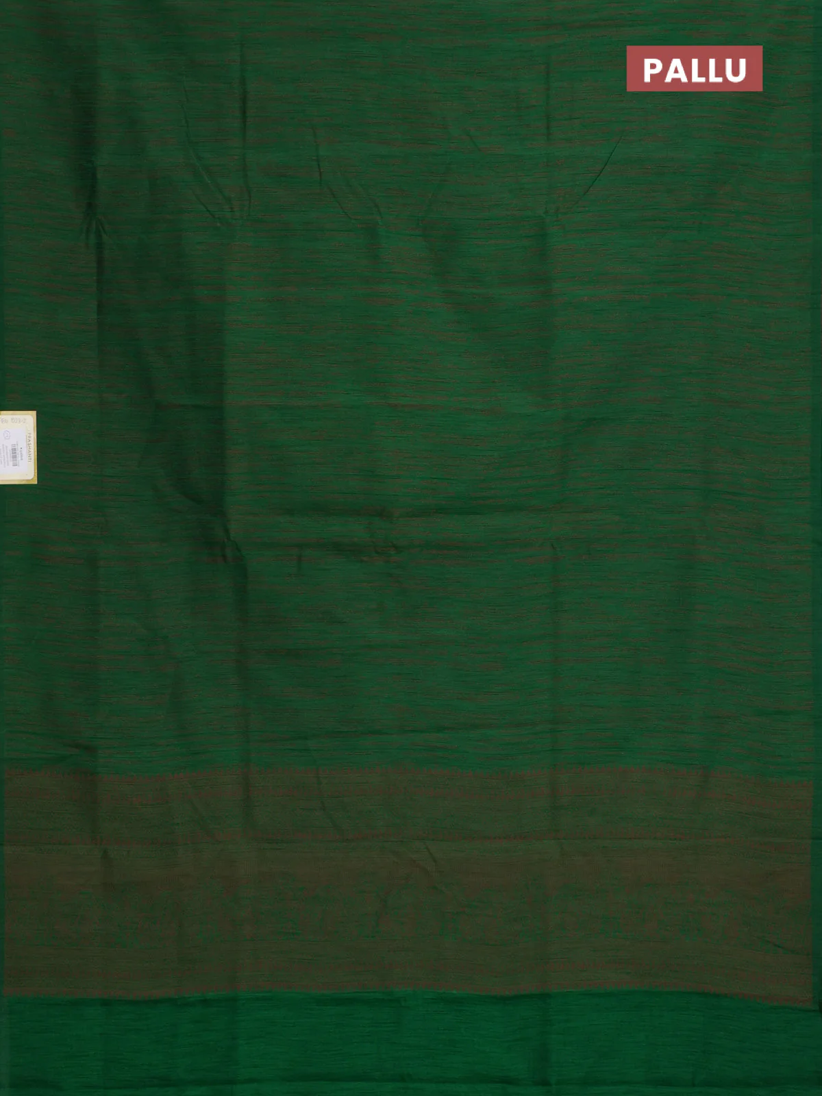Banarasi semi matka saree green with allover thread weaves in borderless style - Image 3