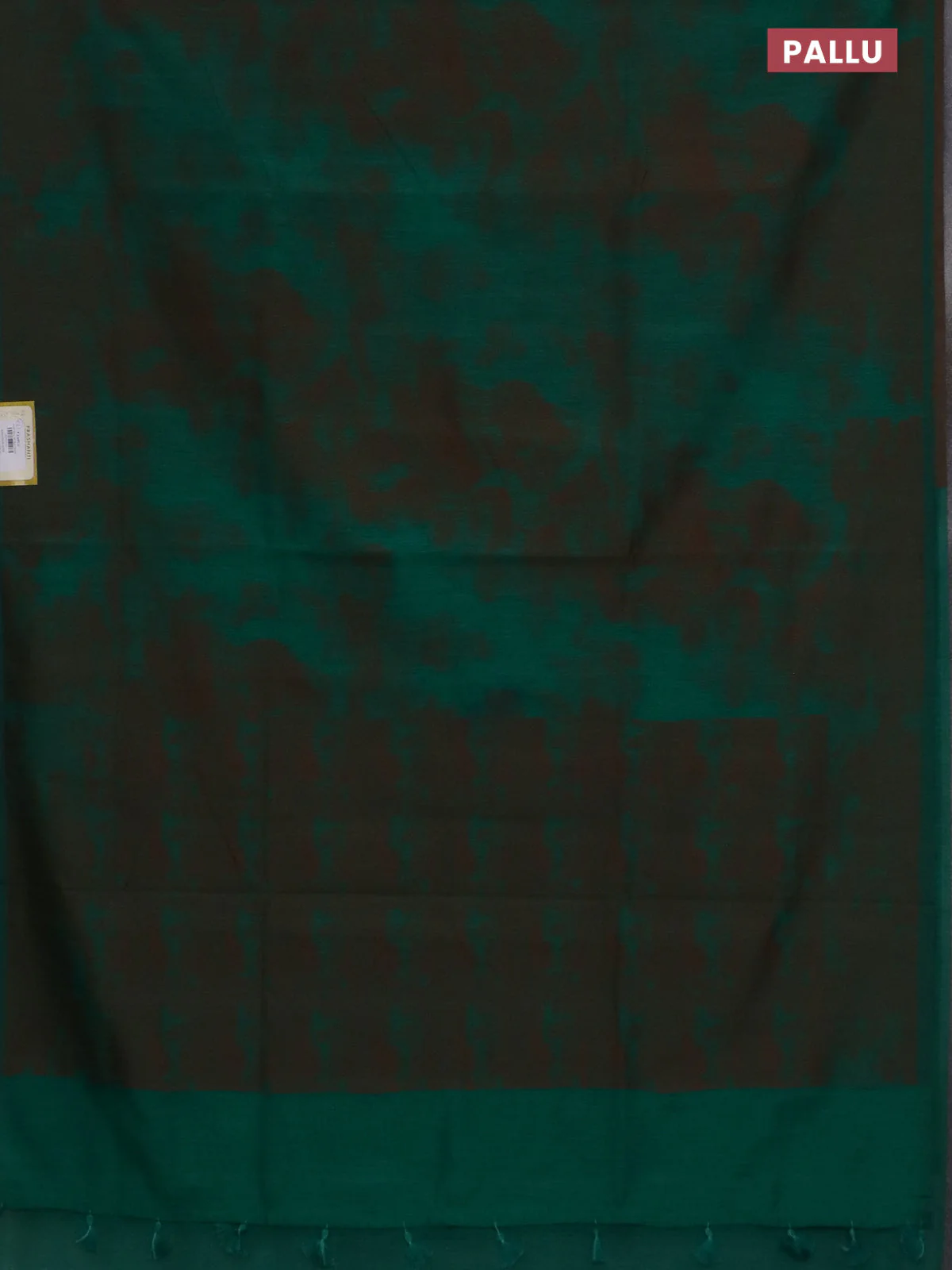 Banarasi semi matka saree green with allover thread weaves in borderless style - Image 3