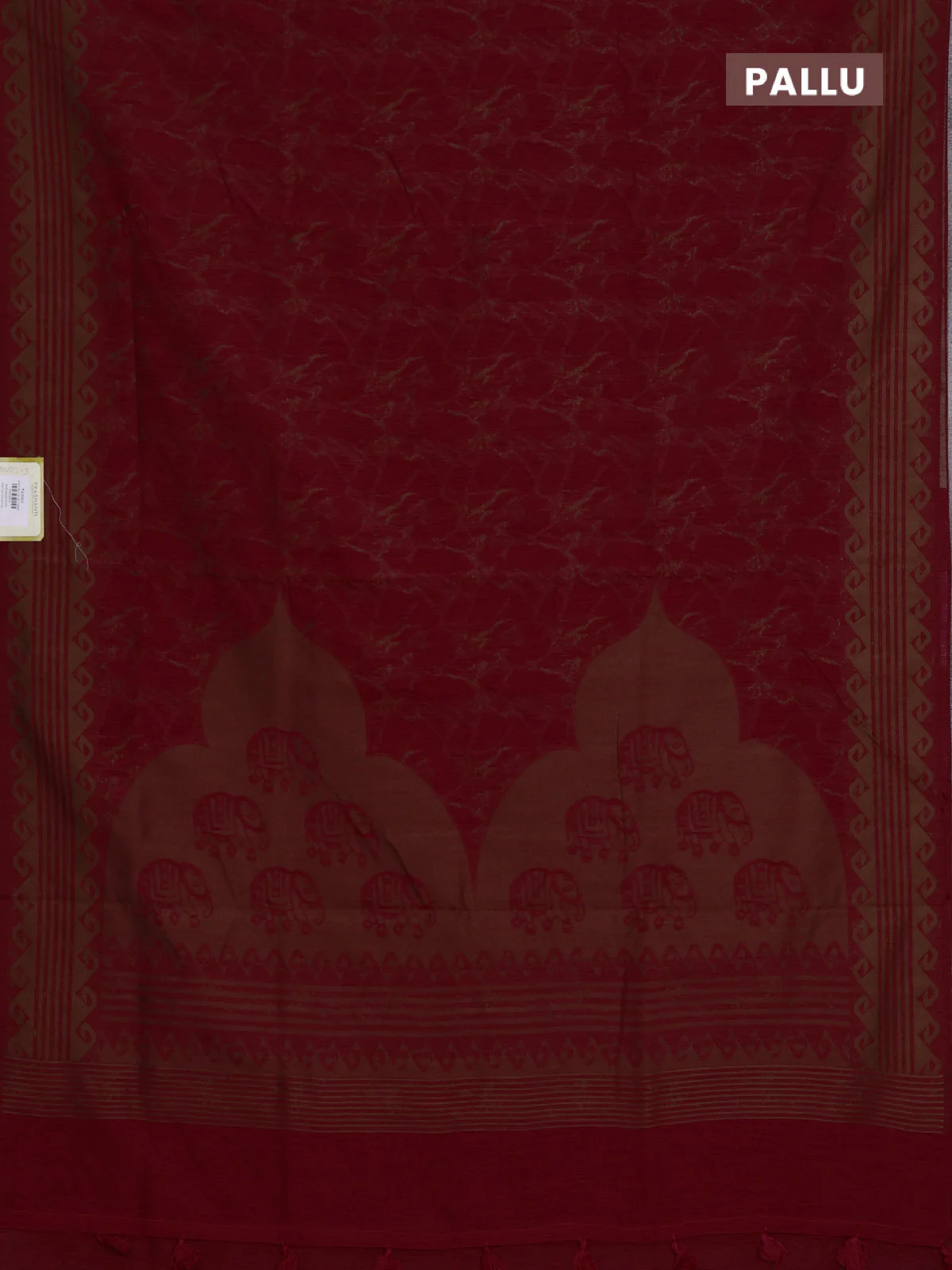 Banarasi semi matka saree kumkum red with allover thread weaves and thread woven border - Image 3