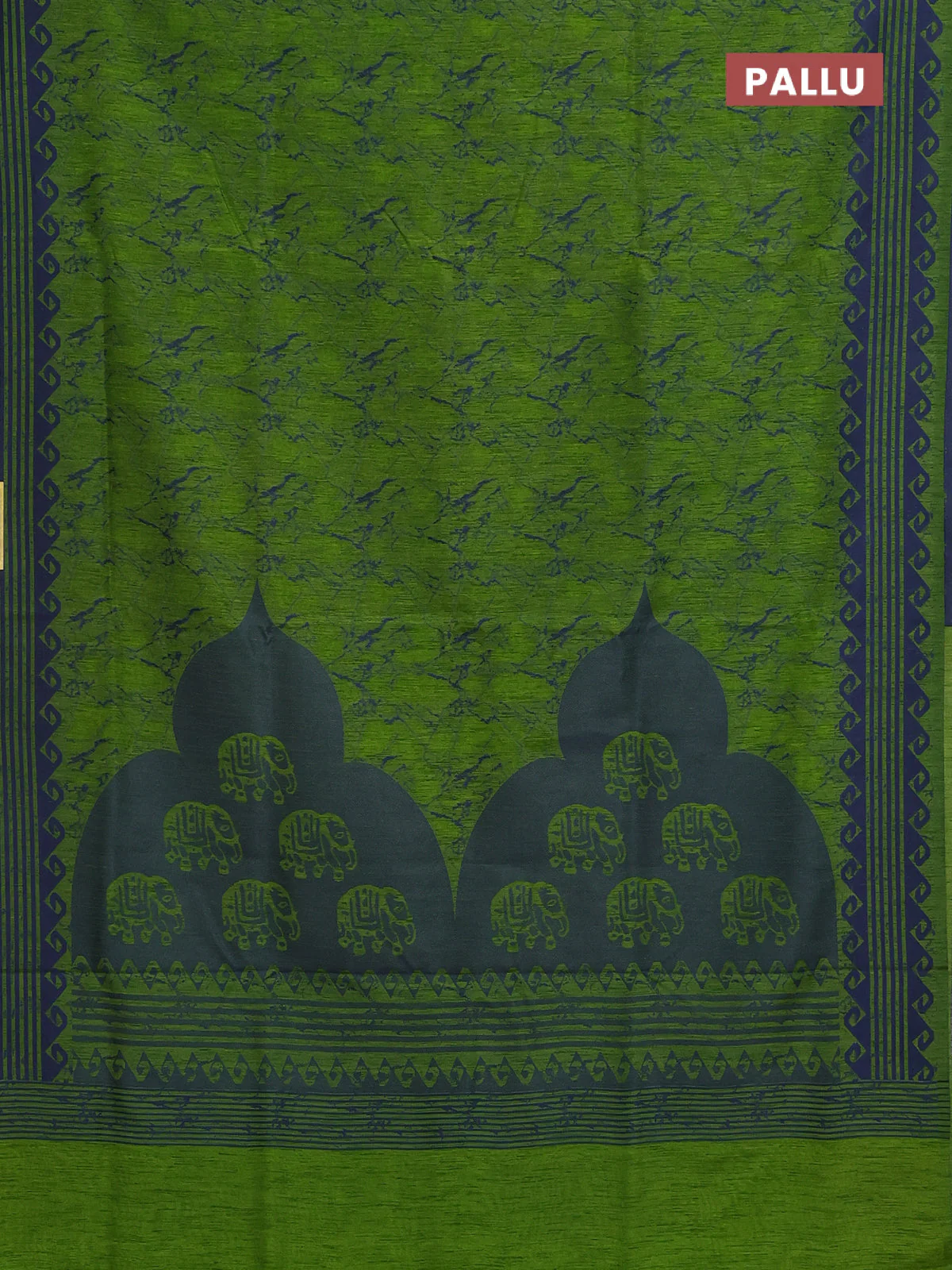 Banarasi semi matka saree light green and blue with allover thread weaves and thread woven border - Image 3
