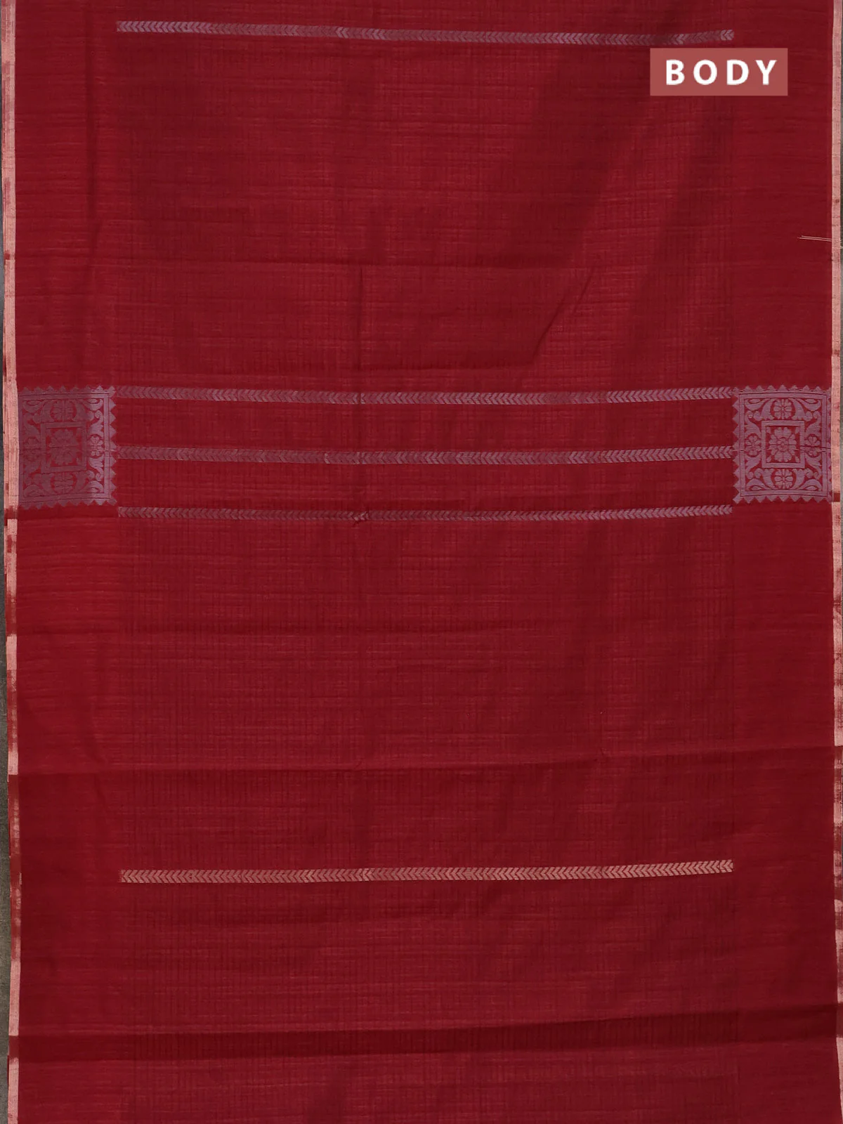 Banarasi semi matka saree maroon with allover silver & gold zari weaves and zari woven butta border - Image 2