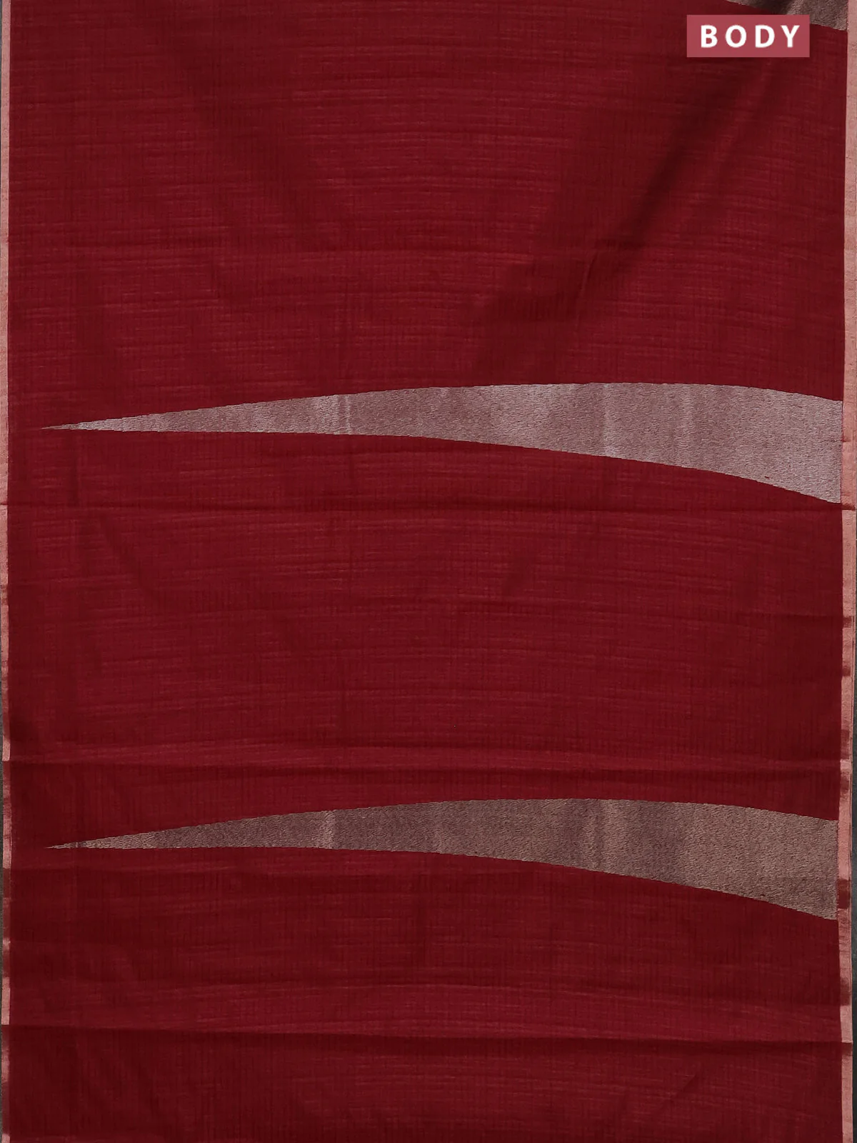 Banarasi semi matka saree maroon with allover thread & silver zari stripe pattern and zari woven piping border - Image 2