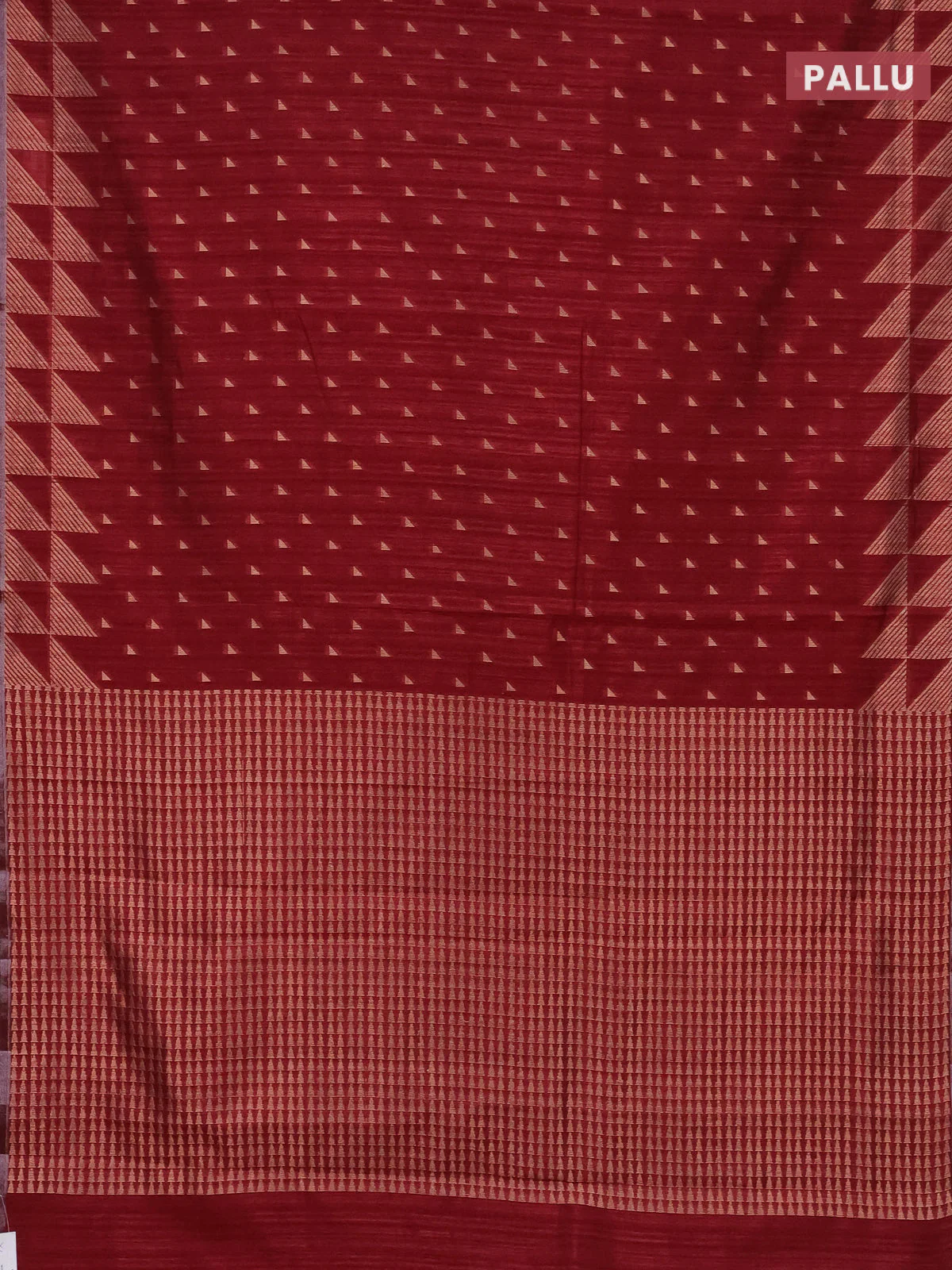Banarasi semi matka saree maroon with allover zari woven geometric buttas and woven border - Image 3