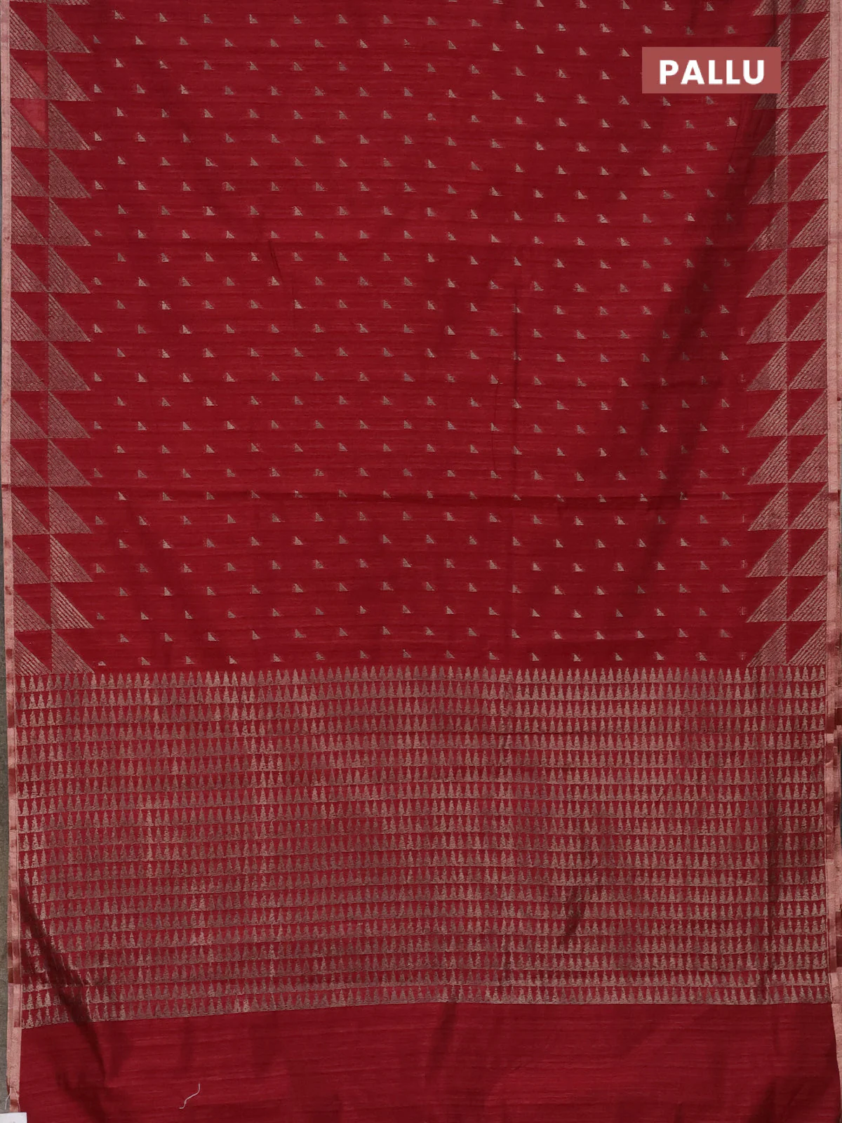 Banarasi semi matka saree maroon with allover zari woven geometric buttas and woven border - Image 3