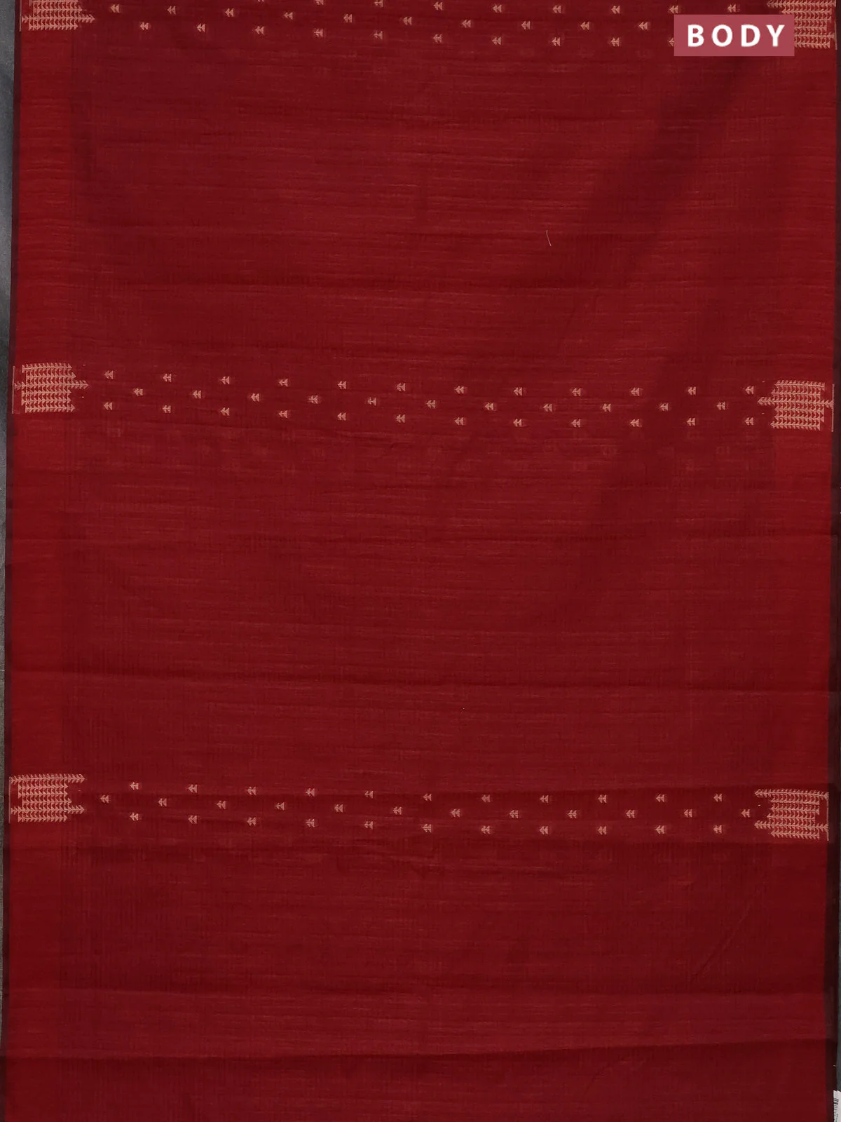 Banarasi semi matka saree maroon with allover zari woven geometric buttas and zari woven border - Image 2