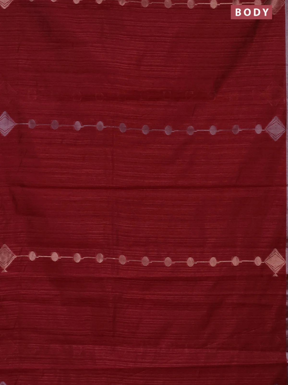 Banarasi semi matka saree maroon with silver & gold geometric weaves and zari woven piping border - Image 2