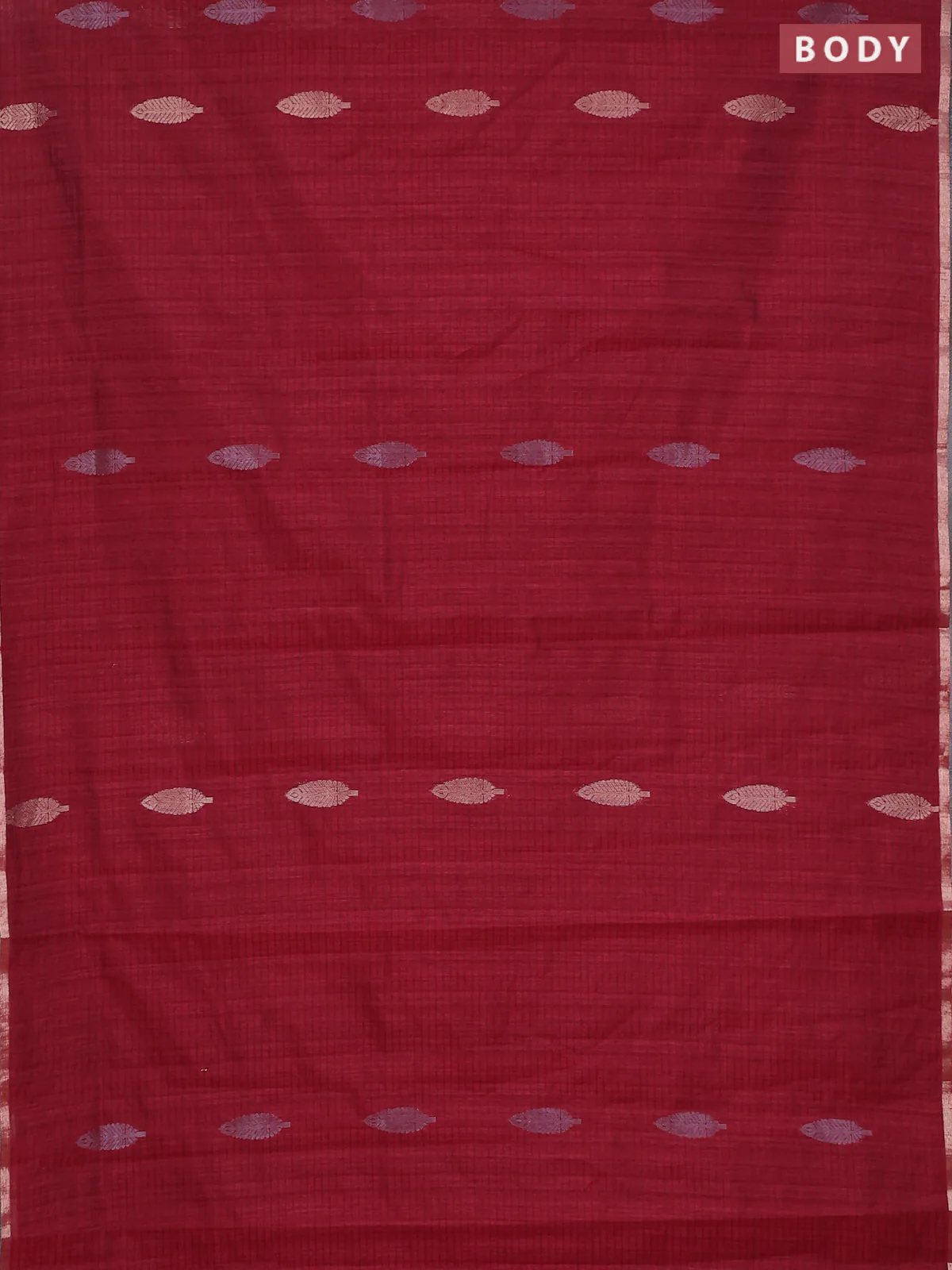 Banarasi semi matka saree maroon with silver & gold zari woven buttas and zari woven piping border - Image 2