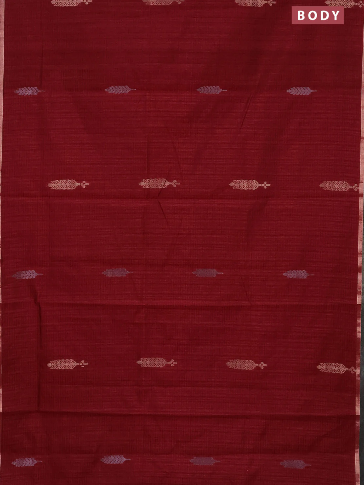 Banarasi semi matka saree maroon with silver & gold zari woven buttas and zari woven piping border - Image 2
