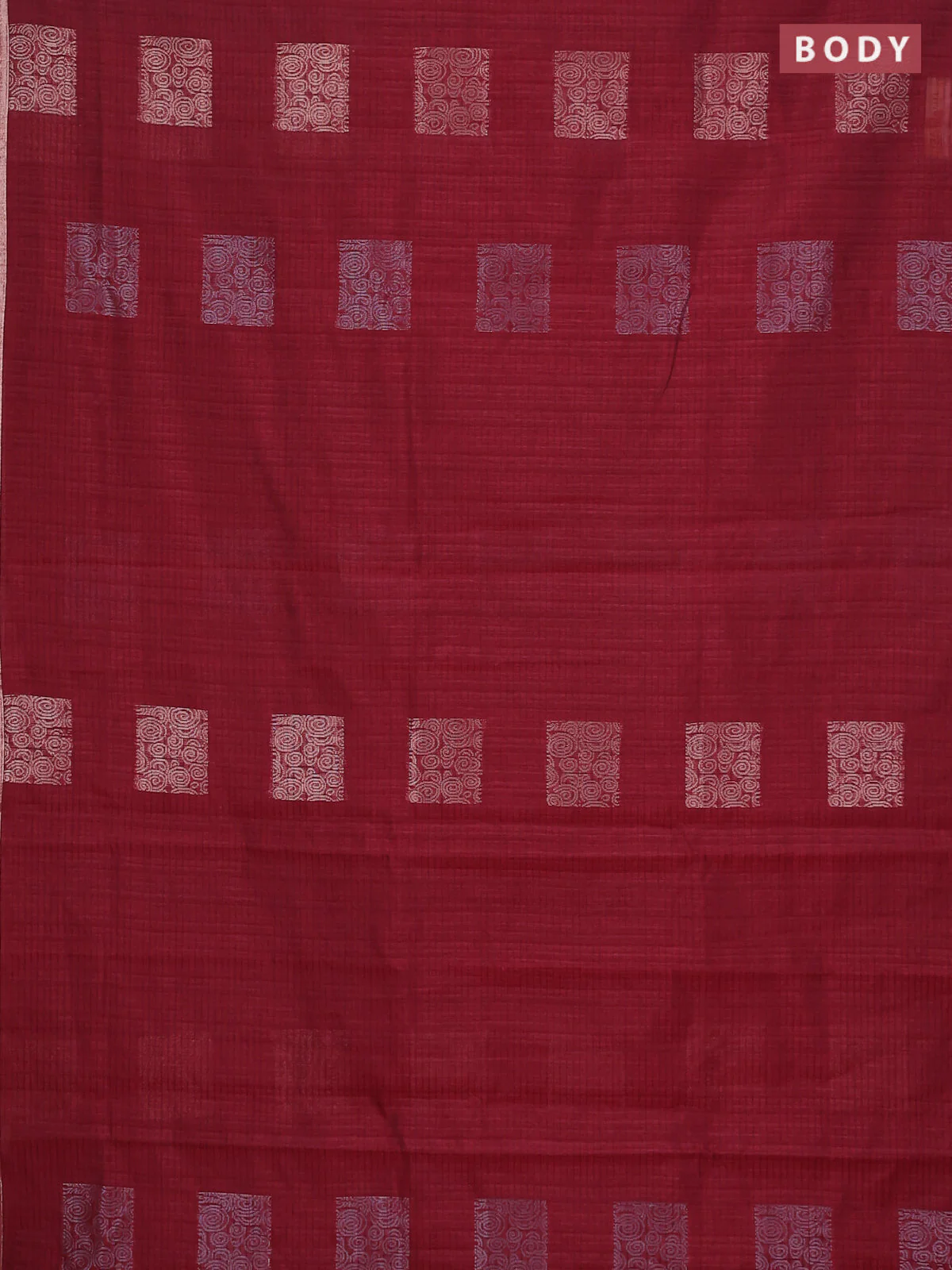 Banarasi semi matka saree maroon with silver & gold zari woven buttas and zari woven piping border - Image 2