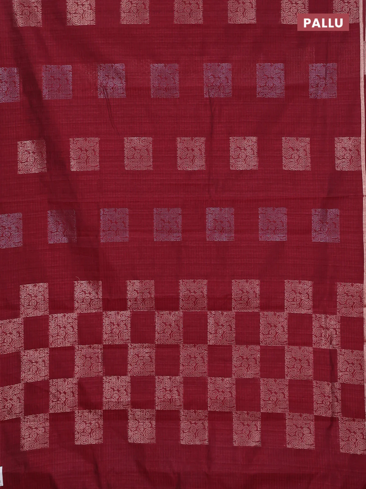 Banarasi semi matka saree maroon with silver & gold zari woven buttas and zari woven piping border - Image 3