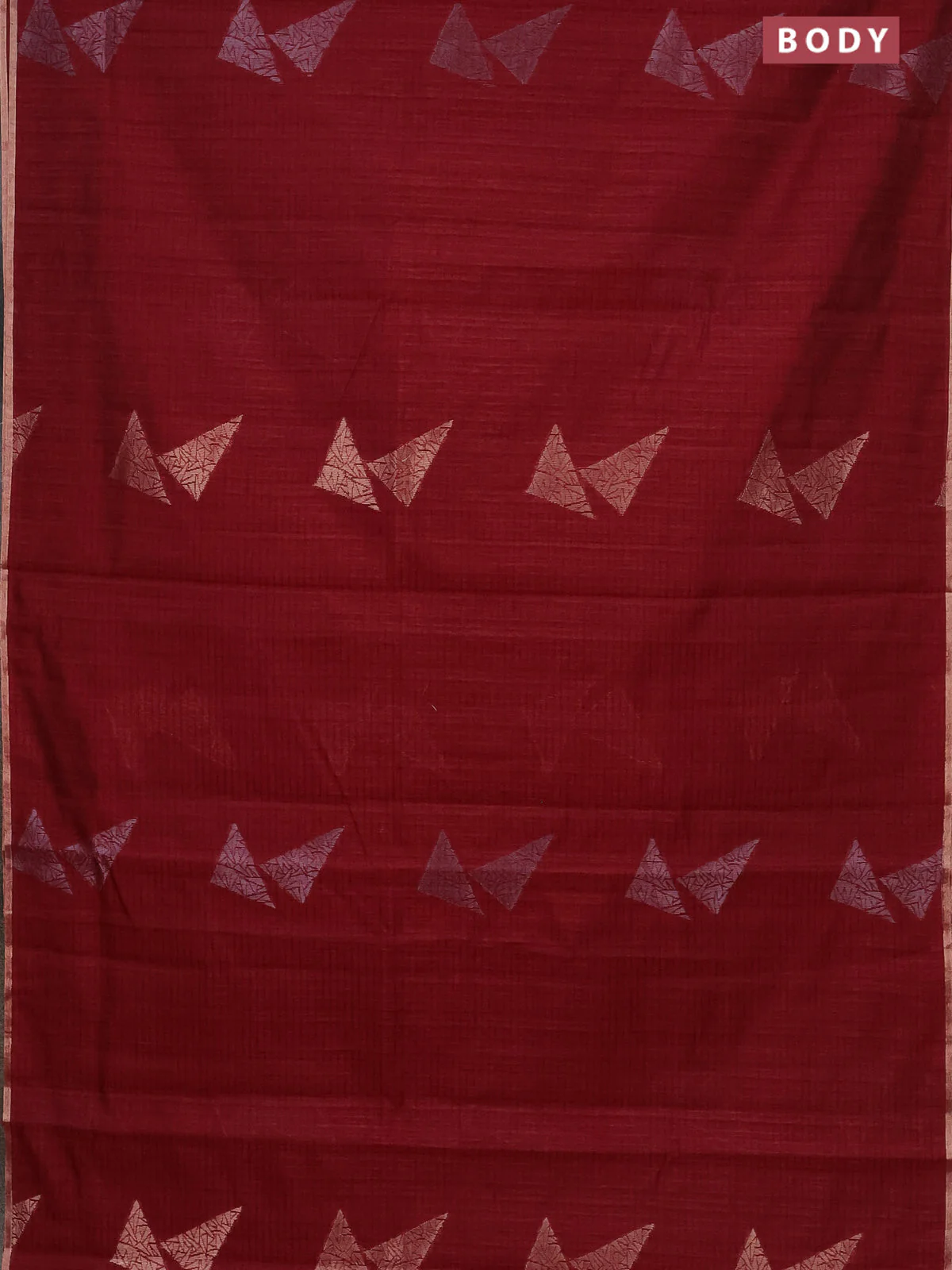 Banarasi semi matka saree maroon with silver & gold zari woven buttas and zari woven piping border - Image 2