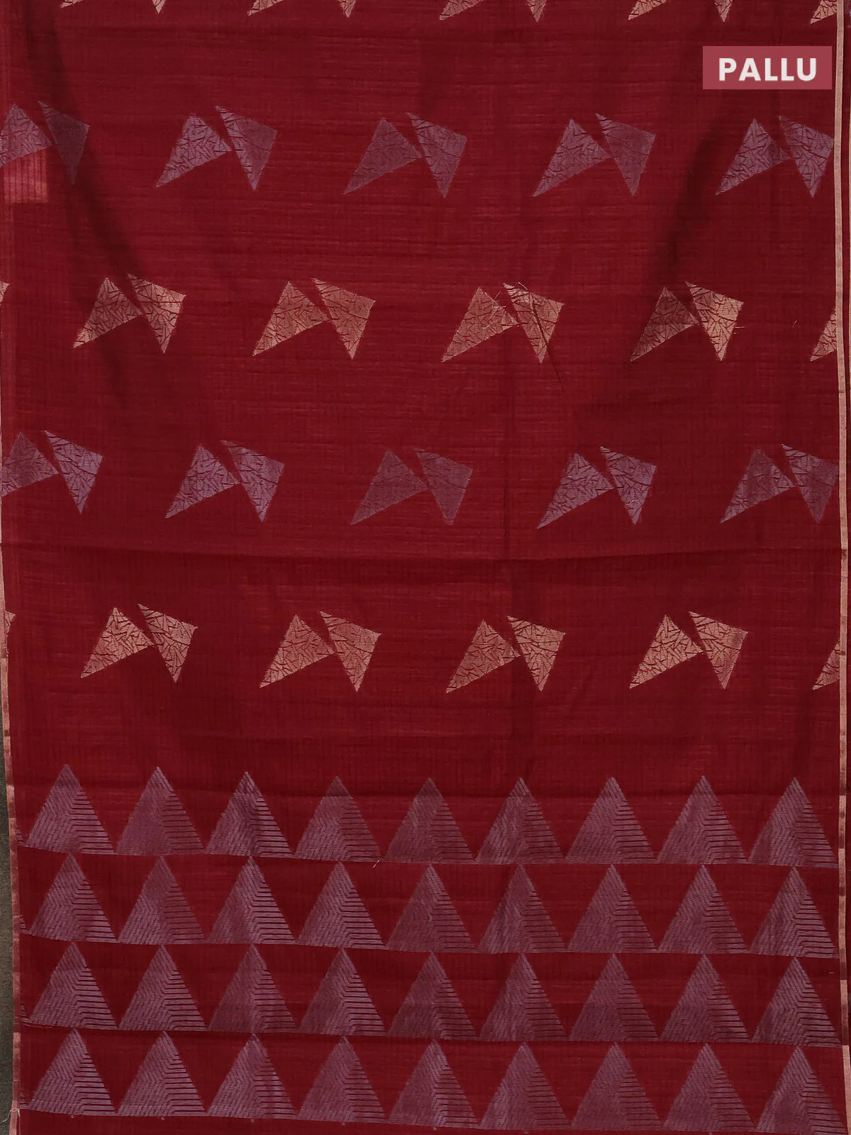 Banarasi semi matka saree maroon with silver & gold zari woven buttas and zari woven piping border - Image 3
