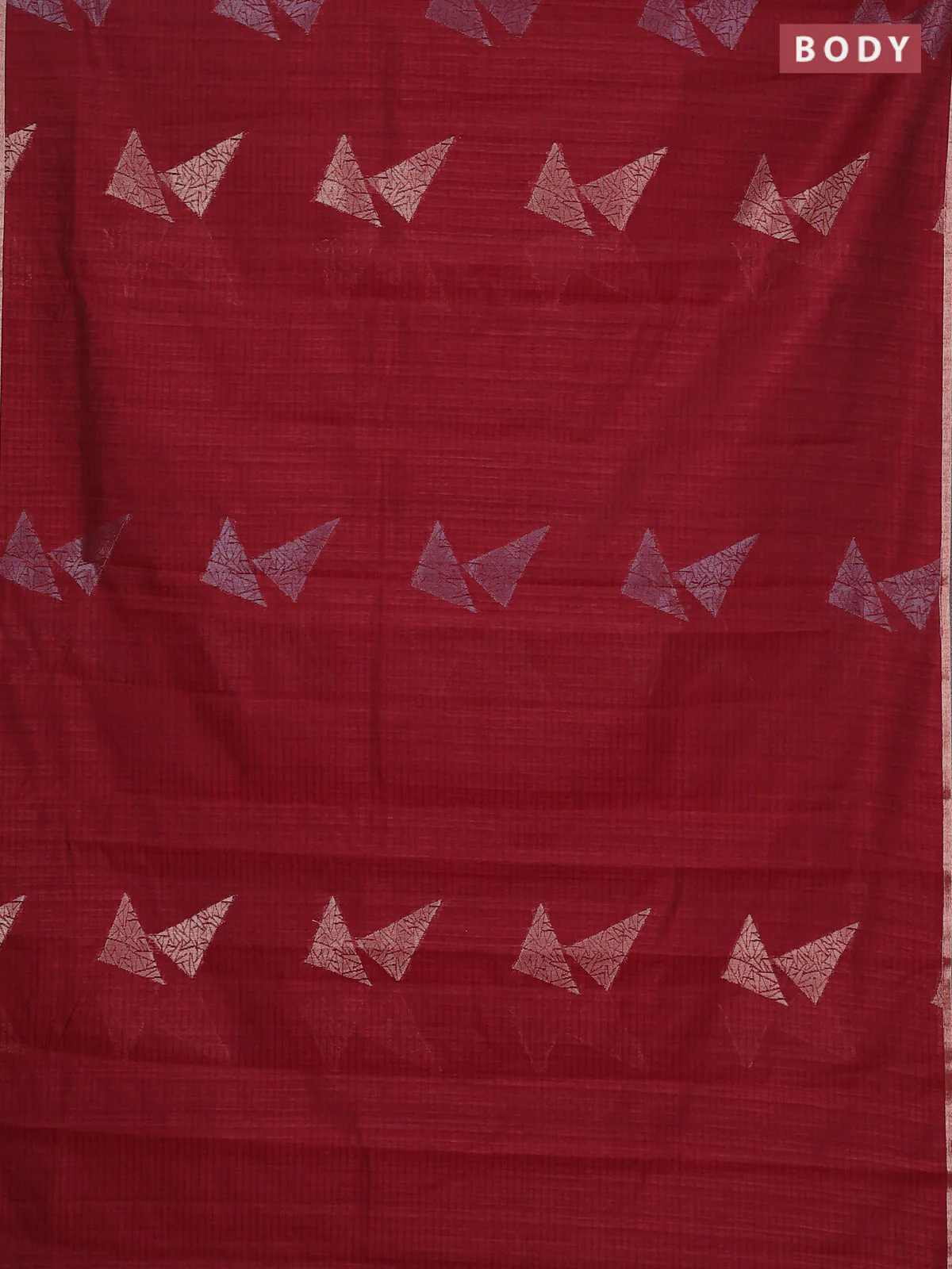 Banarasi semi matka saree maroon with silver & gold zari woven buttas and zari woven piping border - Image 2