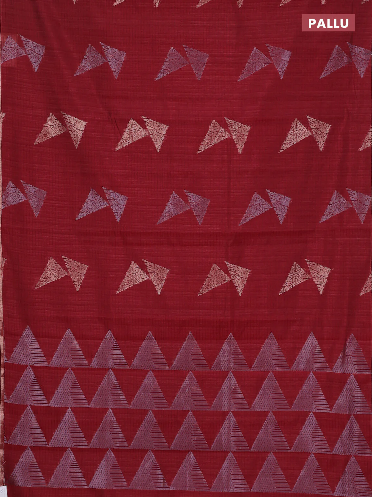 Banarasi semi matka saree maroon with silver & gold zari woven buttas and zari woven piping border - Image 3