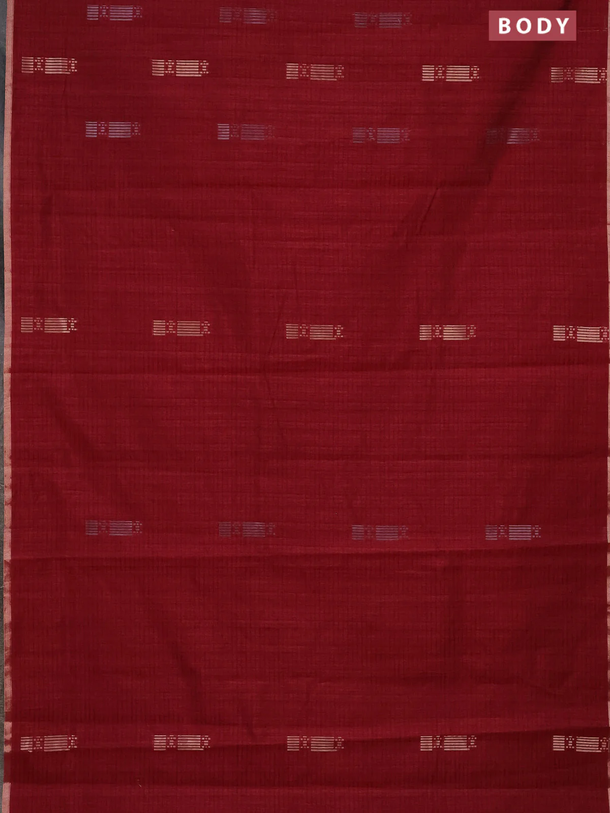Banarasi semi matka saree maroon with silver & gold zari woven buttas and zari woven piping border - Image 2