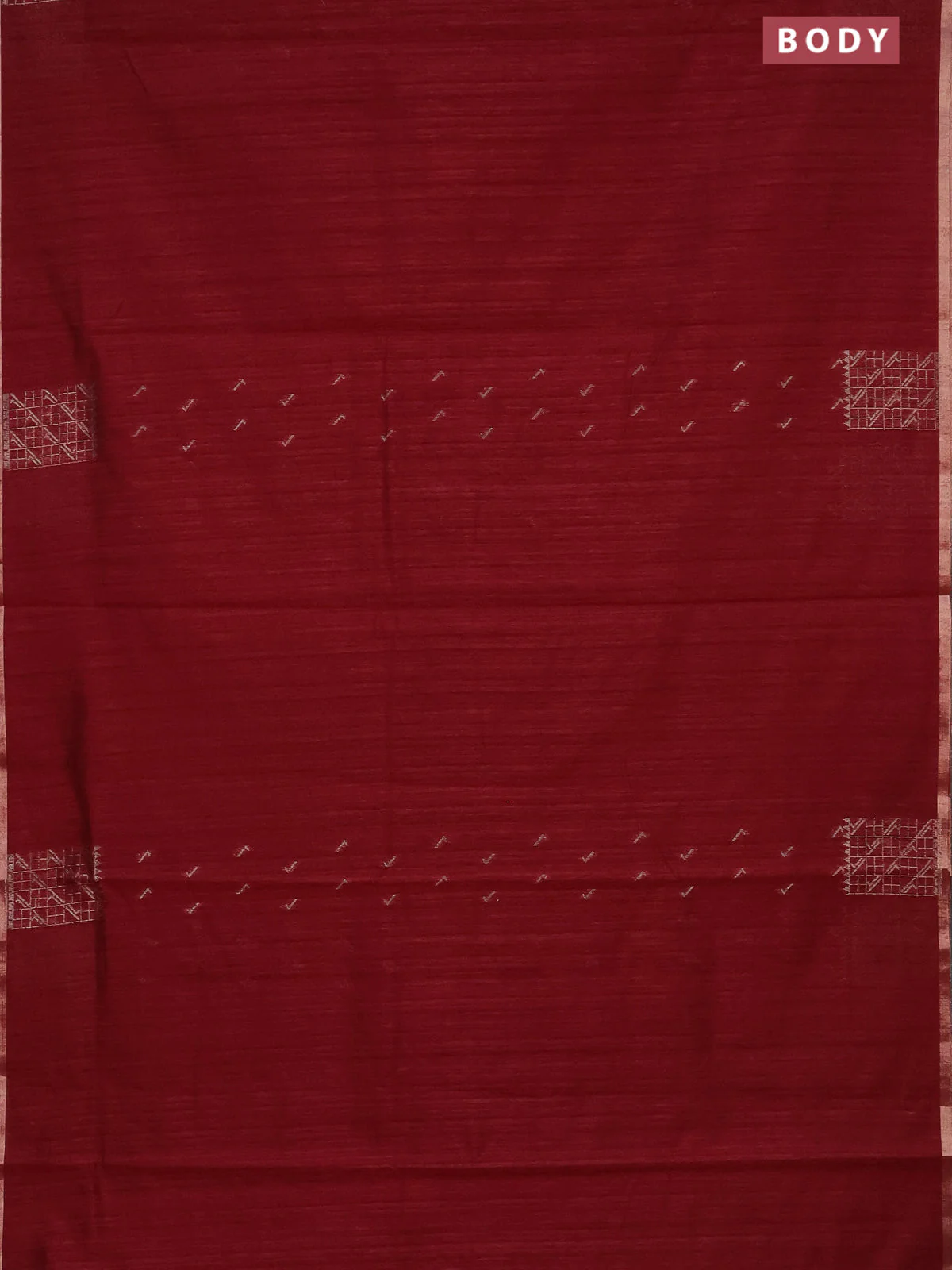 Banarasi semi matka saree maroon with thread & silver zari woven buttas and woven border - Image 2