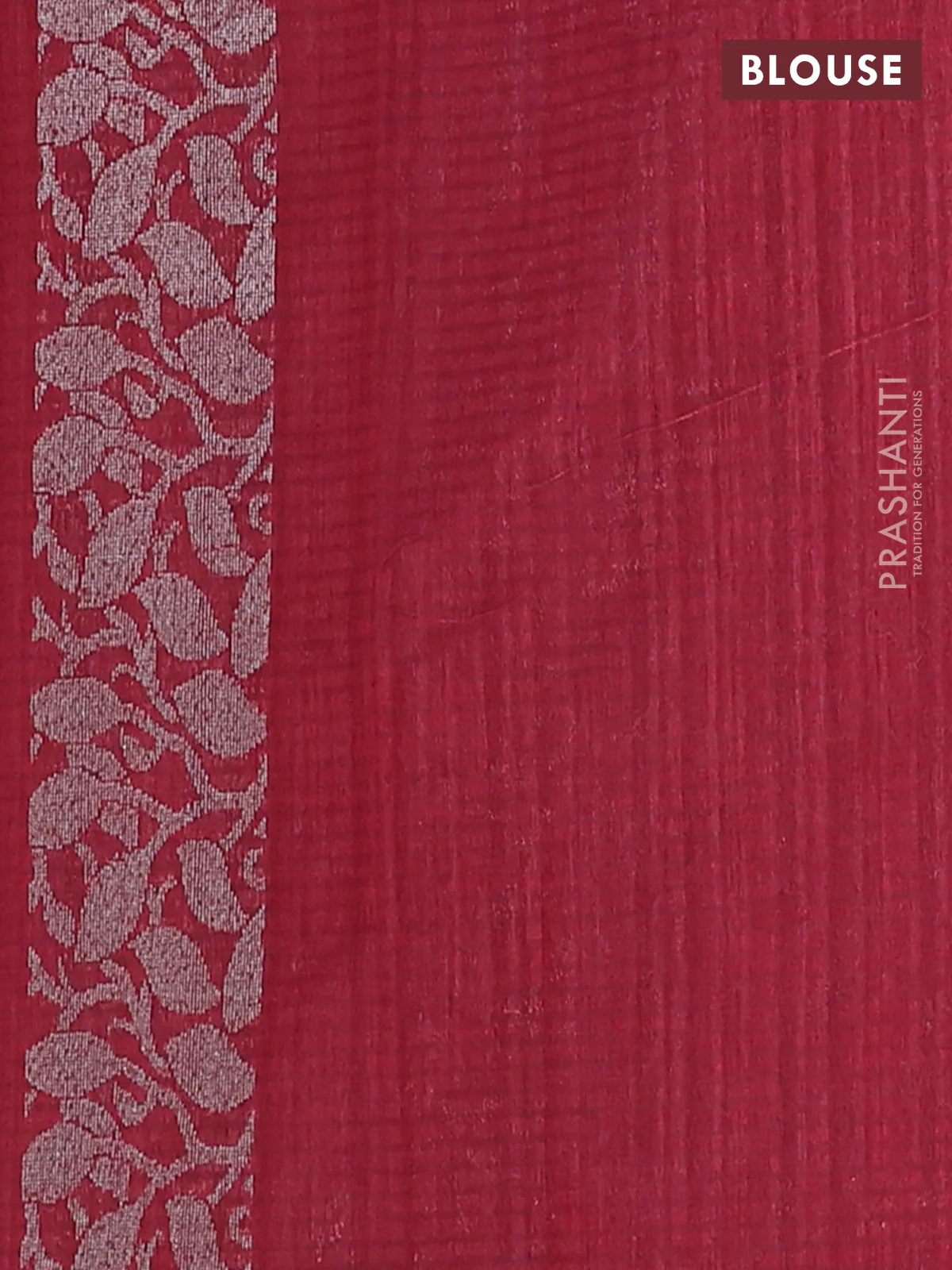 Banarasi semi matka saree maroon with thread & silver zari woven buttas and zari woven piping border - Image 4