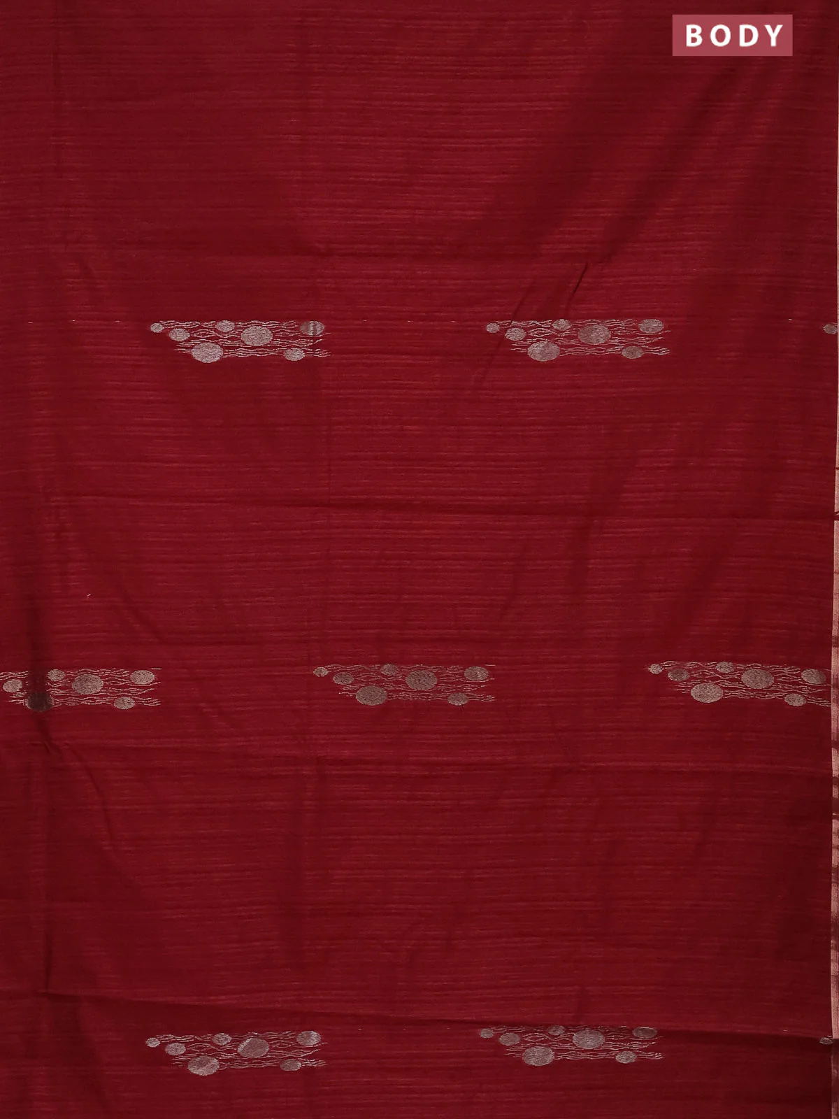 Banarasi semi matka saree maroon with thread & silver zari woven buttas and zari woven piping border - Image 2