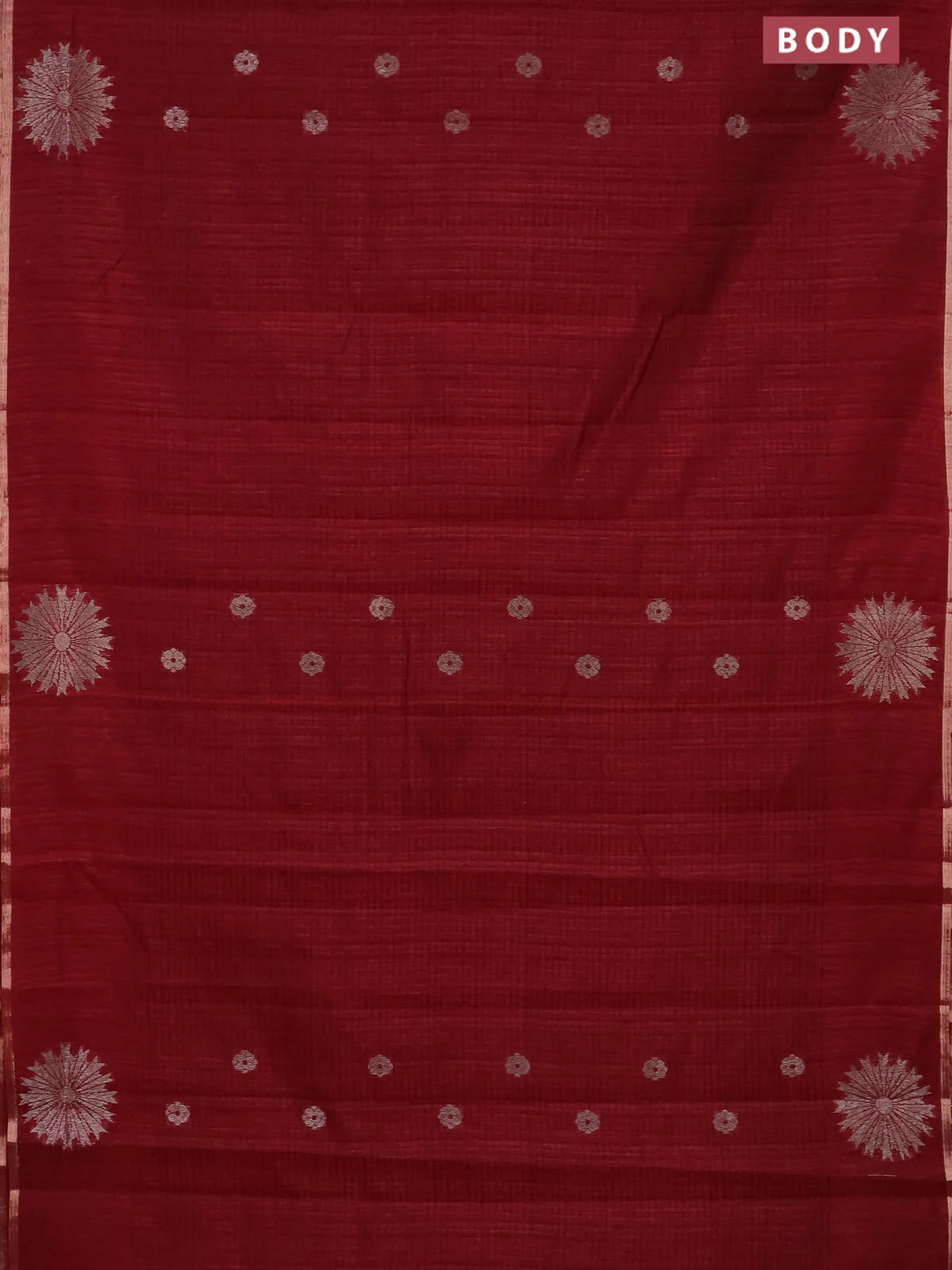 Banarasi semi matka saree maroon with woven buttas and woven butta border - Image 2