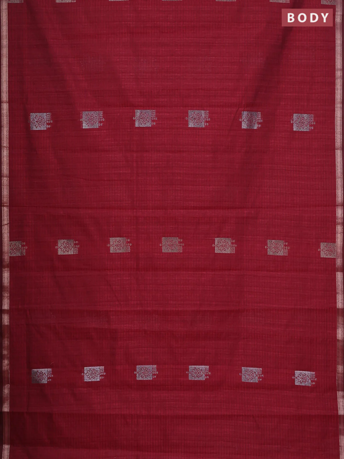 Banarasi semi matka saree maroon with woven buttas and zari woven piping border - Image 2