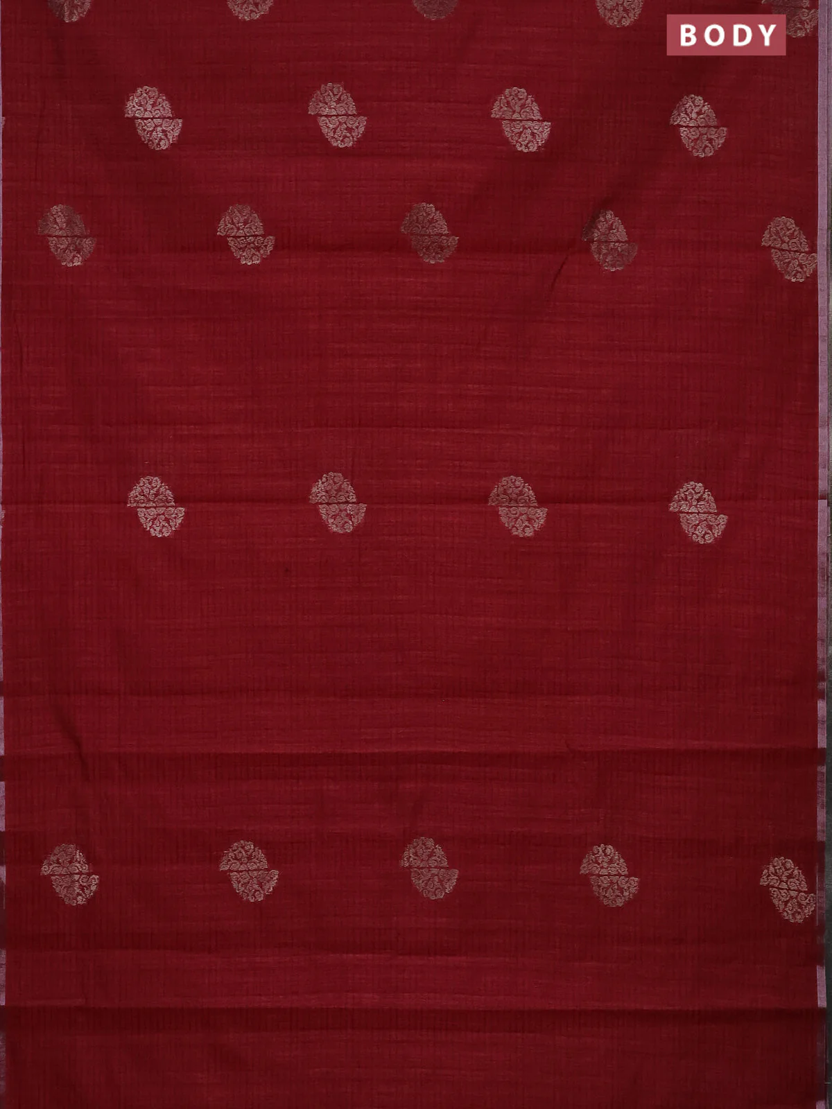 Banarasi semi matka saree maroon with woven buttas and zari woven piping border - Image 2