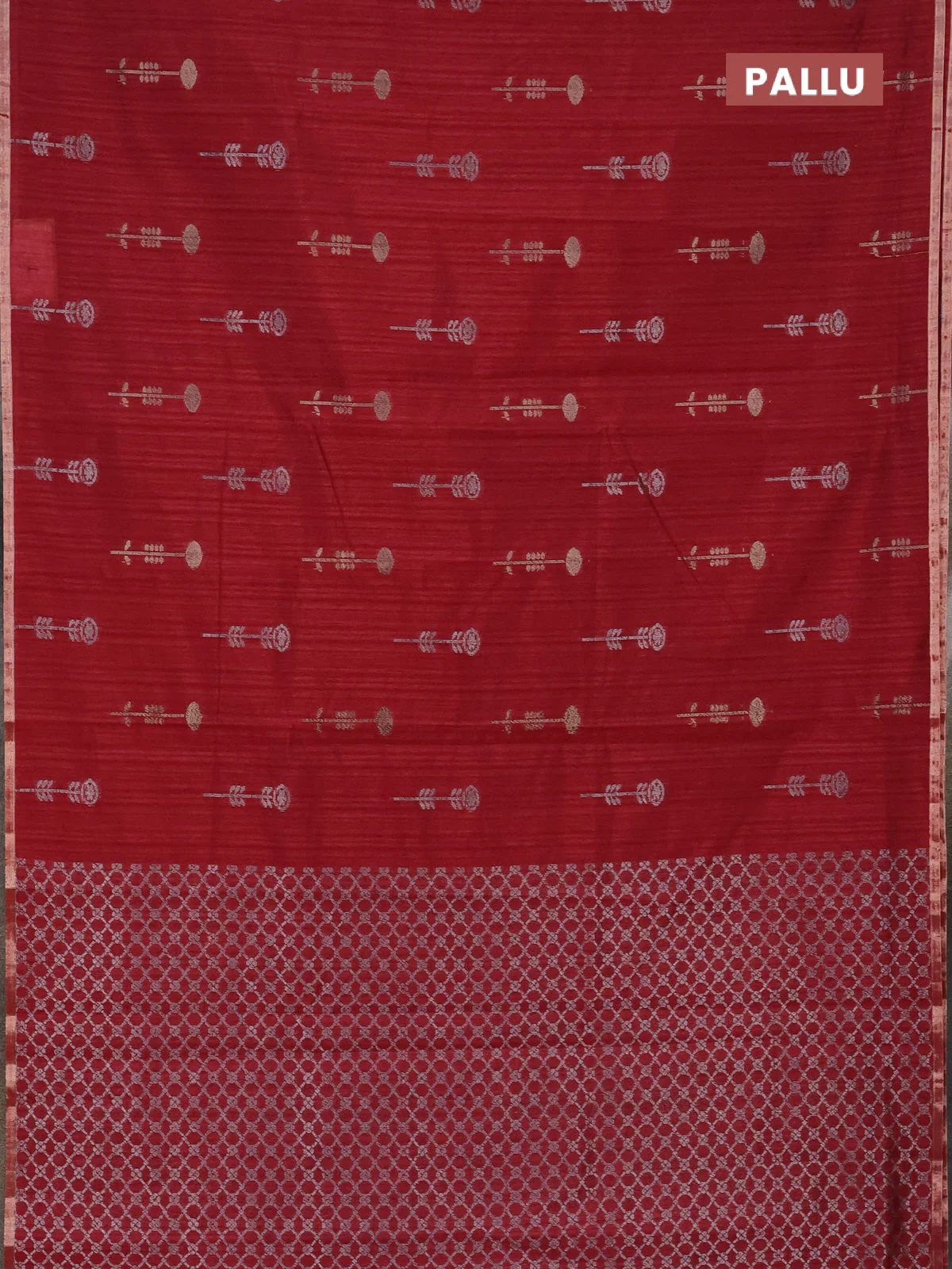 Banarasi semi matka saree maroon with woven buttas and zari woven piping border - Image 3
