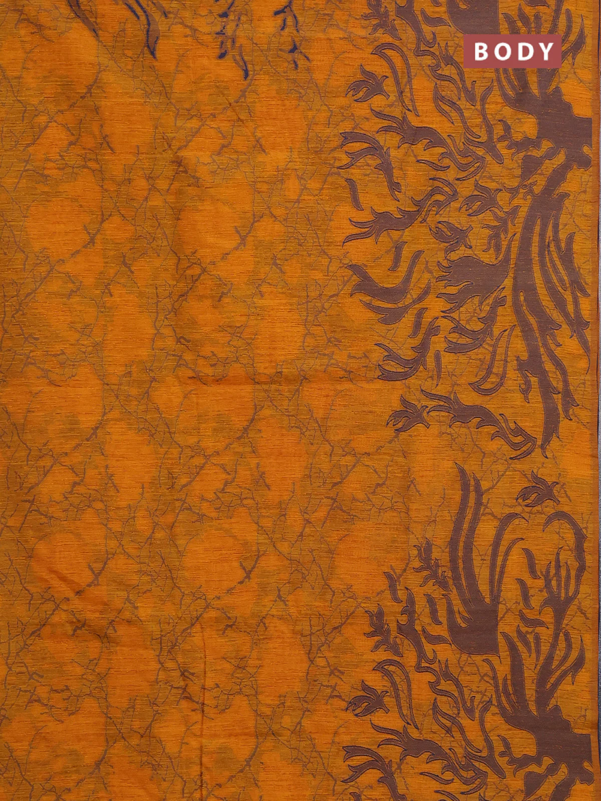 Banarasi semi matka saree mustard yellow with allover thread weaves in borderless style - Image 2