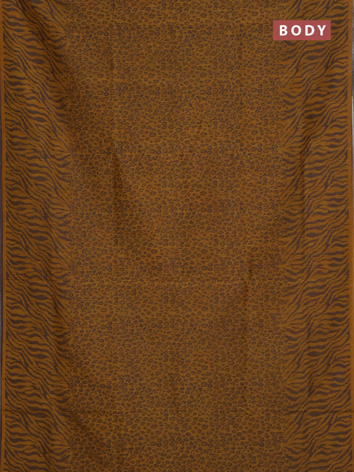 Banarasi semi matka saree mustard yellow with allover thread weaves in borderless style - Image 2