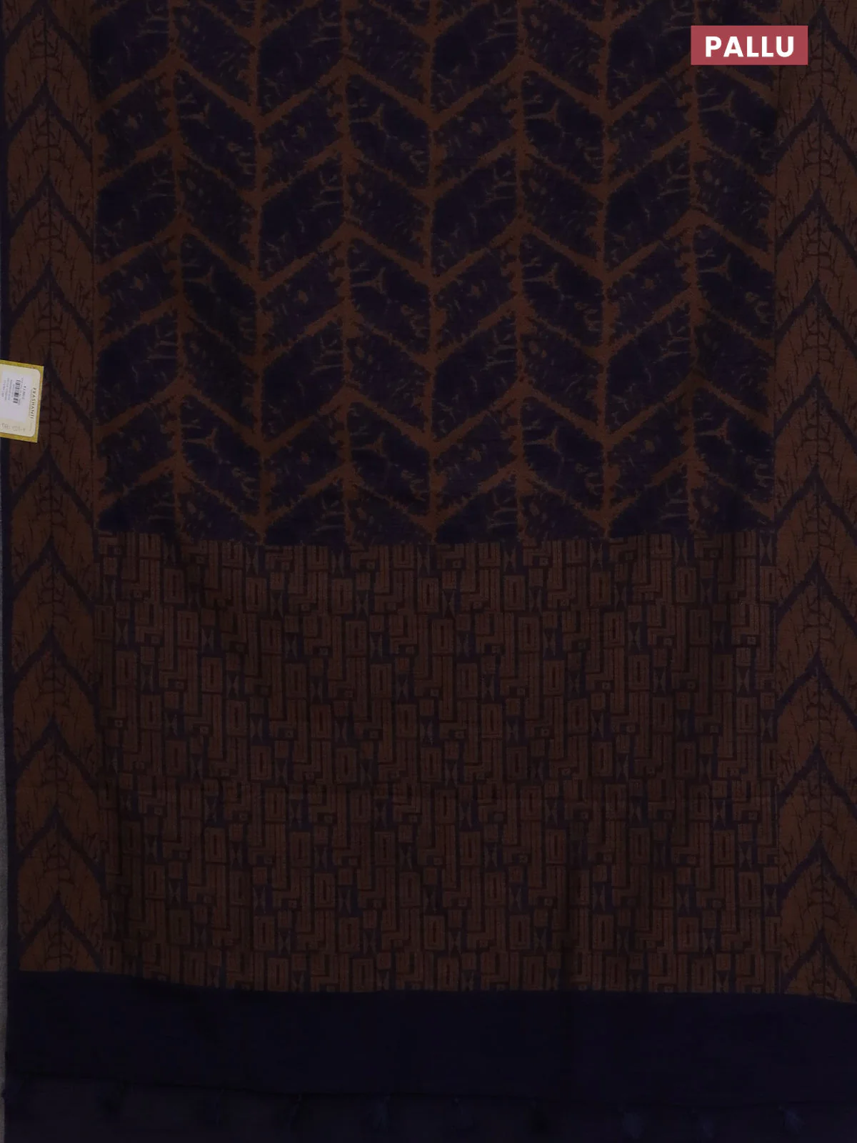 Banarasi semi matka saree navy blue and brown with allover thread weaves and thread woven border - Image 3