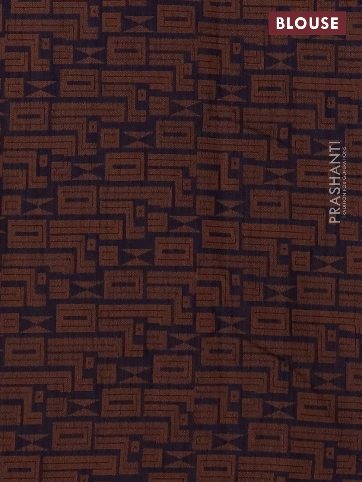 Banarasi semi matka saree navy blue and brown with allover thread weaves and thread woven border - Image 4